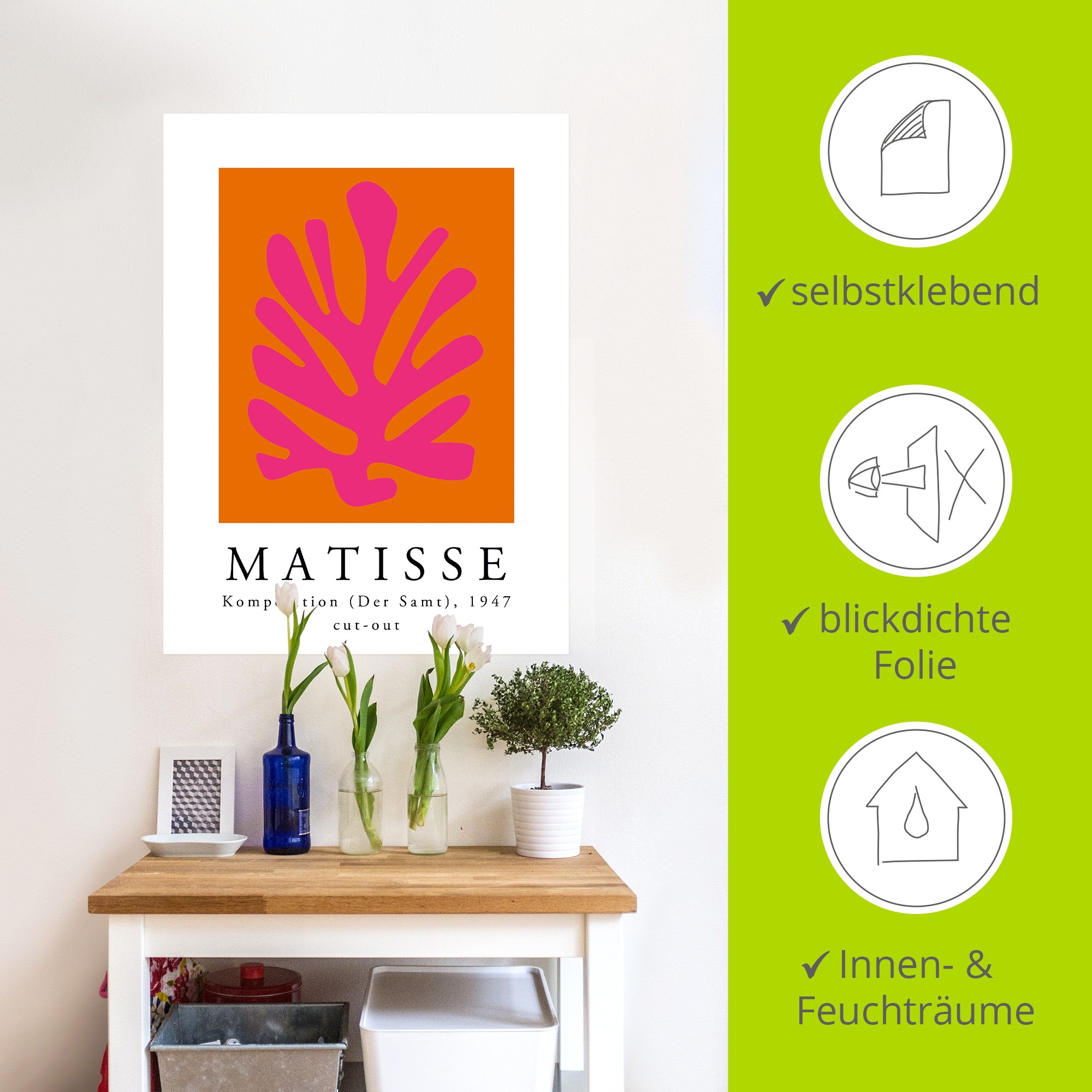 Artland Wandbild »Matisse Komposition - cut-out pink« Muster 1 Stk. tlg. als Alubild, Leinwandbild, Poster, Wandaufkleber in verschied. Grössen