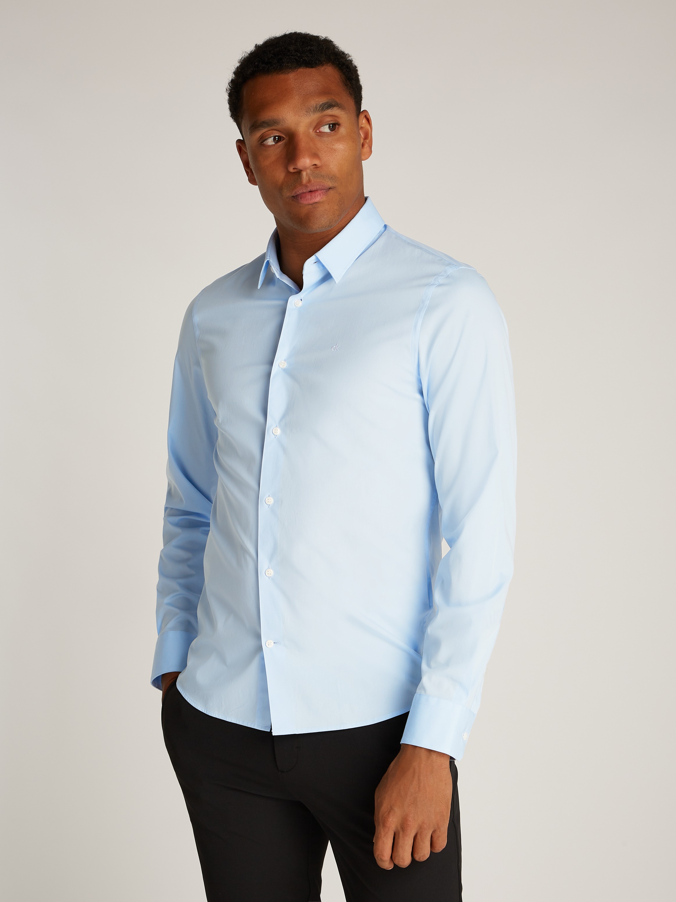 Calvin Klein Businesshemd »STRETCH POPLIN SLIM SHIRT«, mit Calvin Klein Logo auf der Brust
