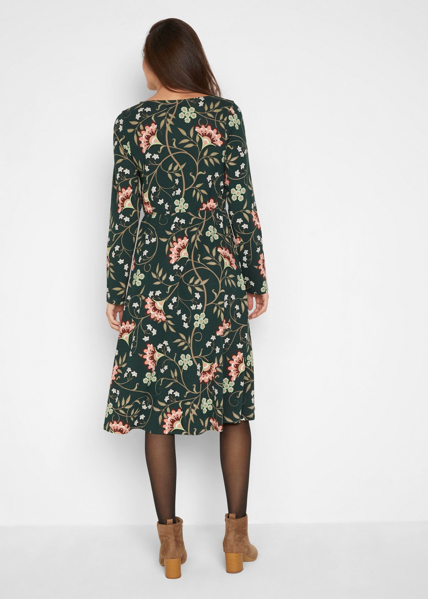 bonprix Robe en jersey »Baumwoll-Jerseykleid in Wickeloptik« für Alltag, aus Baumwolle und Elasthan, mit Wickeloptik