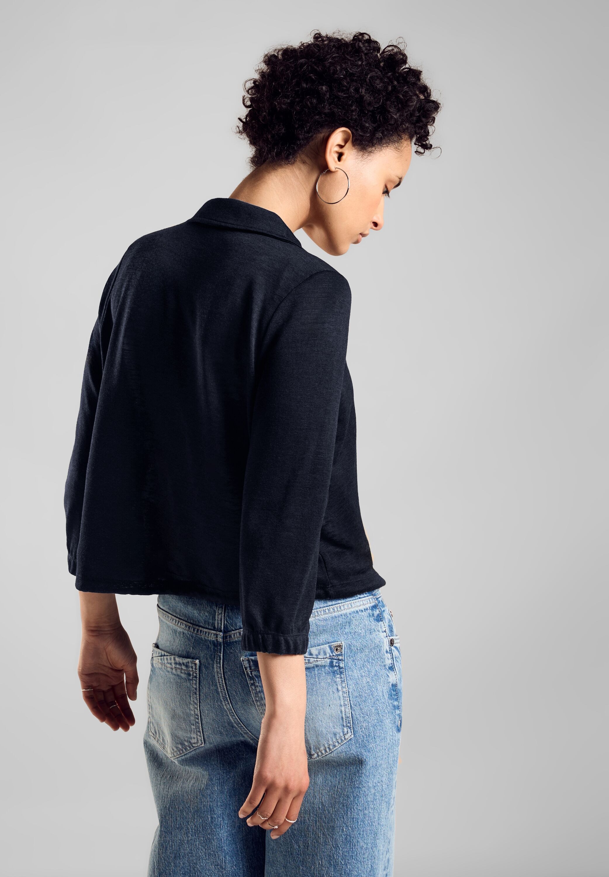 STREET ONE Kurzarmshirt, im Cardigan-Style mit Knopfleiste