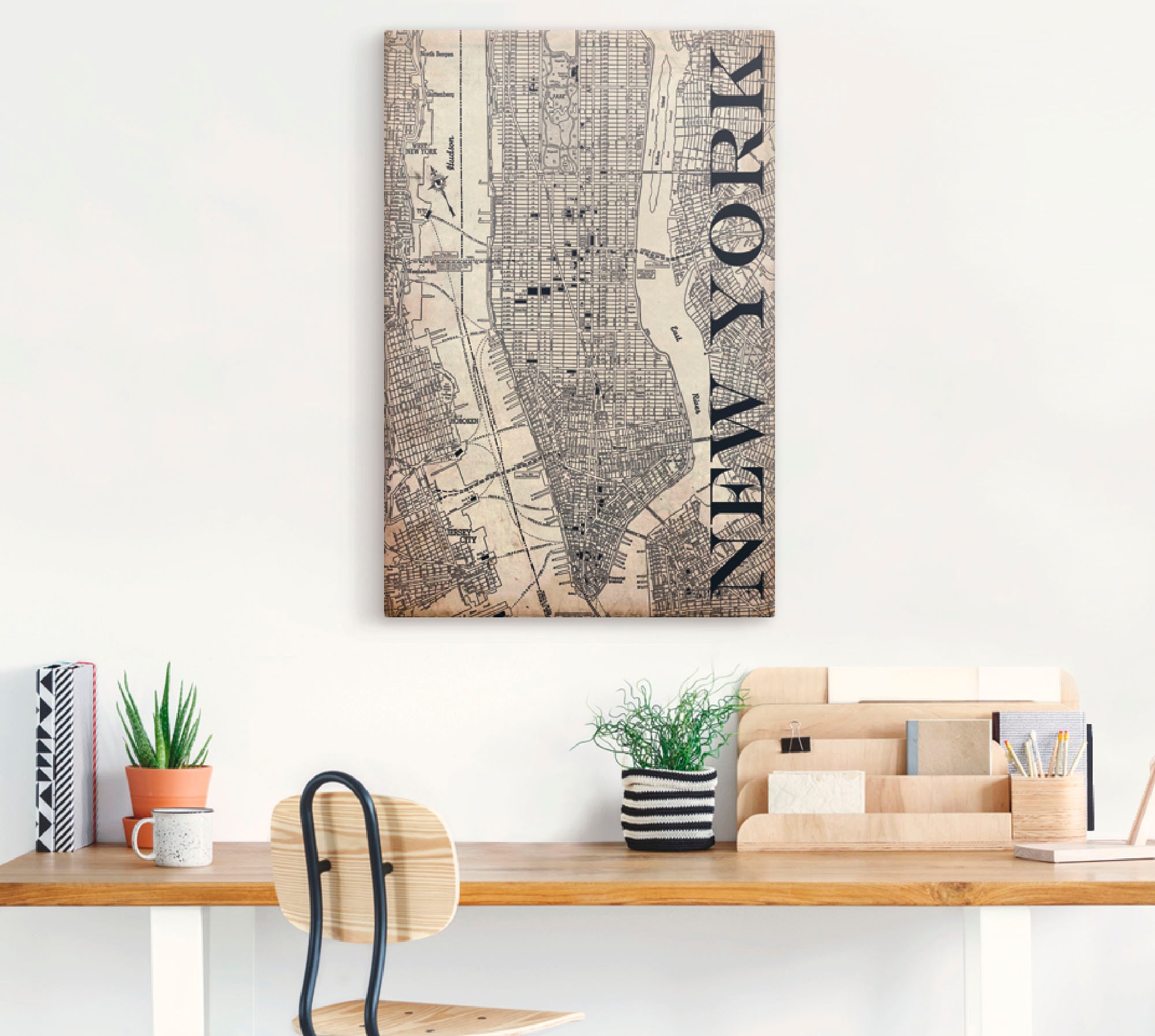 Artland Wandbild »New York Karte Strassen Karte Grunge«, Amerika, (1 St.), als Leinwandbild, Poster in verschied. Grössen