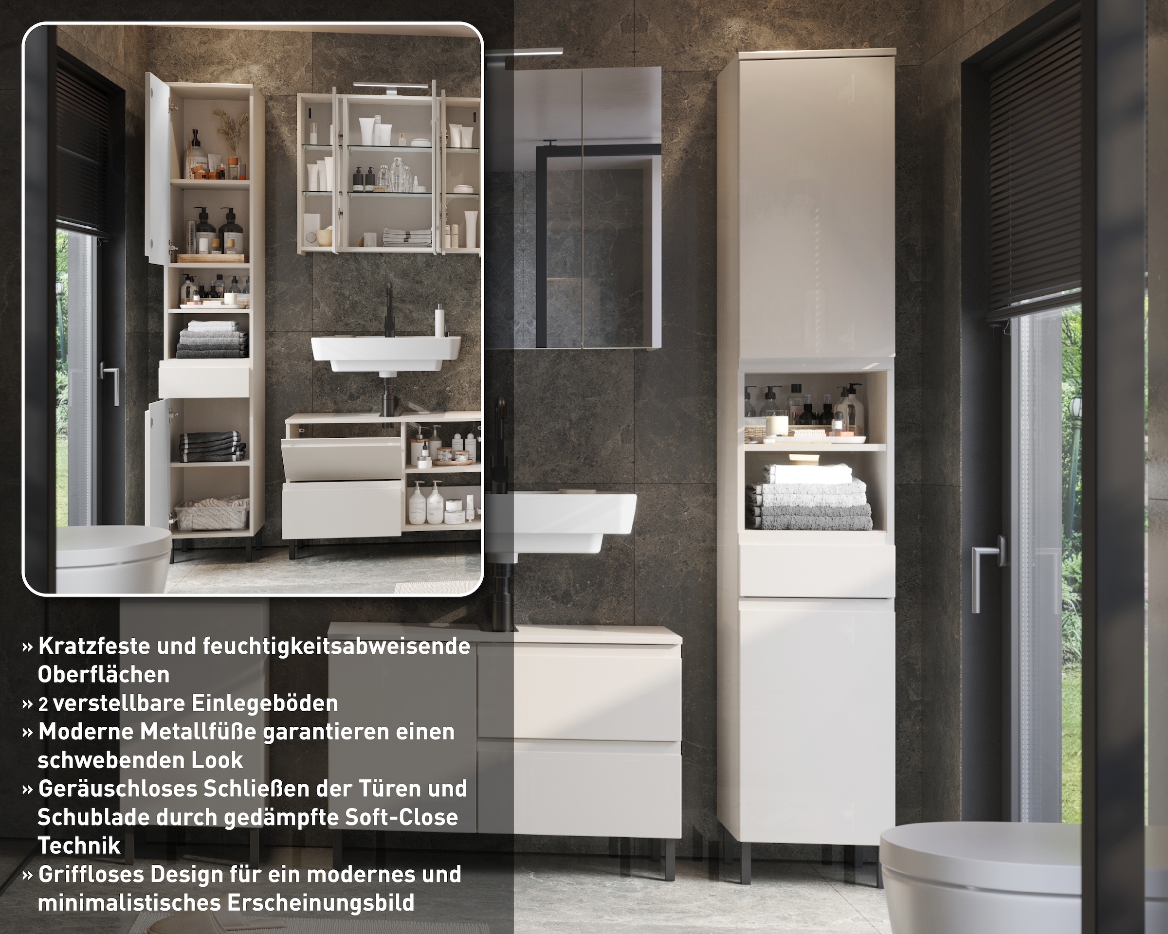 GERMANIA Armoire haute »Scantic« 1 cuis tlg. avec look sans poignée