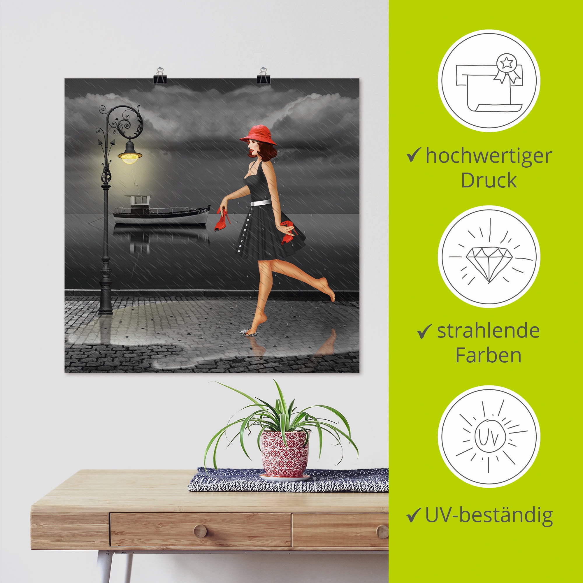 Artland Wandbild »Tanzen im Regen«, Frau, (1 St.), als Leinwandbild, Poster in verschied. Grössen