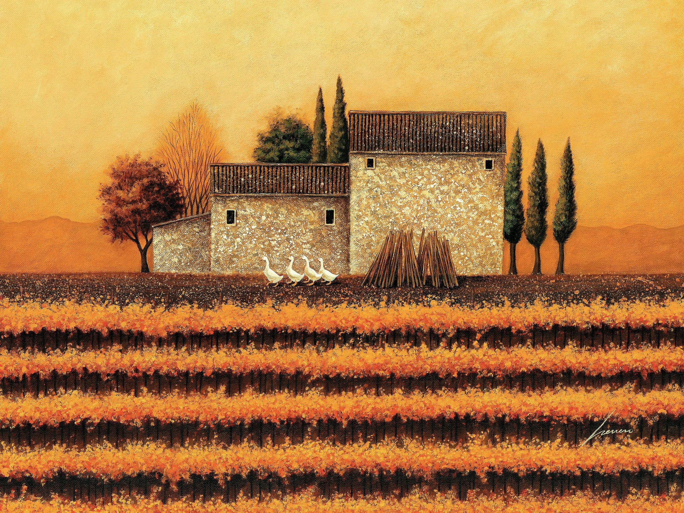 Image of DELAVITA Kunstdruck »HERRERO / Weinberg im Herbst«, (auf Leinwand 80/3,5/60 cm) bei Ackermann Versand Schweiz