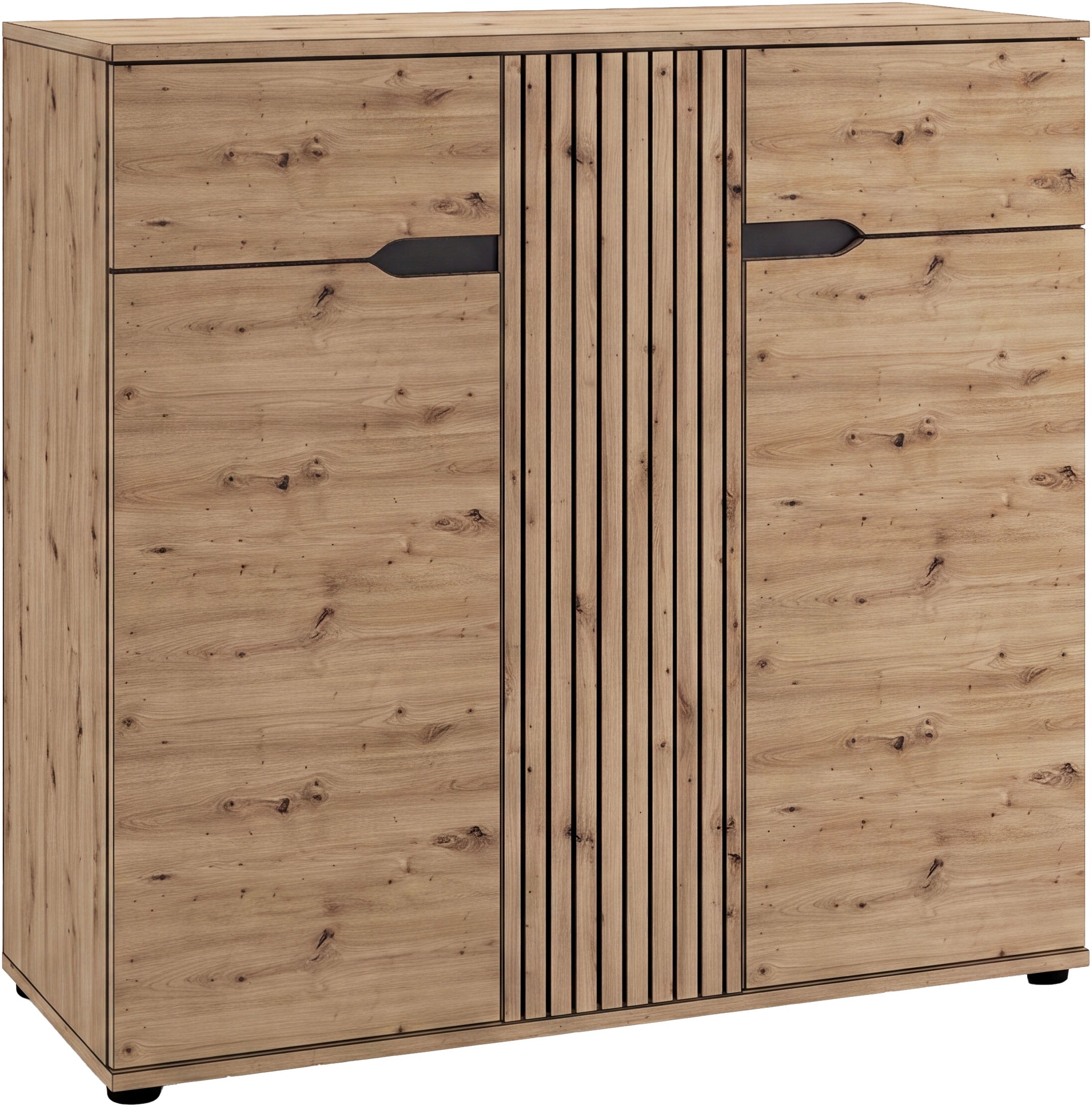 Image of GOODproduct Schuhkommode "FJELL, Breite 104cm, 3 Türen, 2 Schubkästen, 6 Einlegeböden, 9 Fächer" Garderobenschrank, Schuhschrank, Kommode, Sideboard, Anrichte