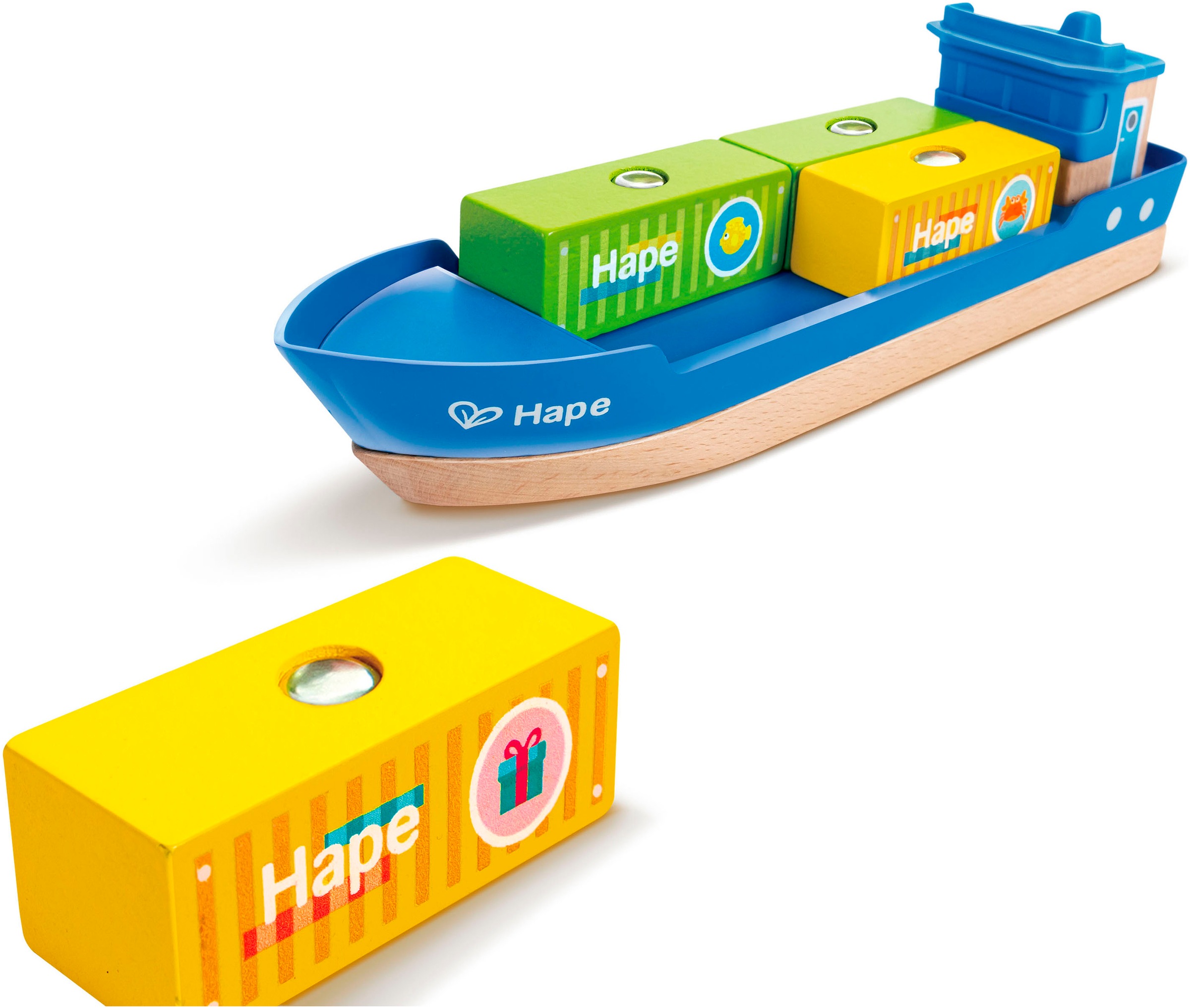 Hape Bateau jouet »Frachtschiff und Hafenkran«