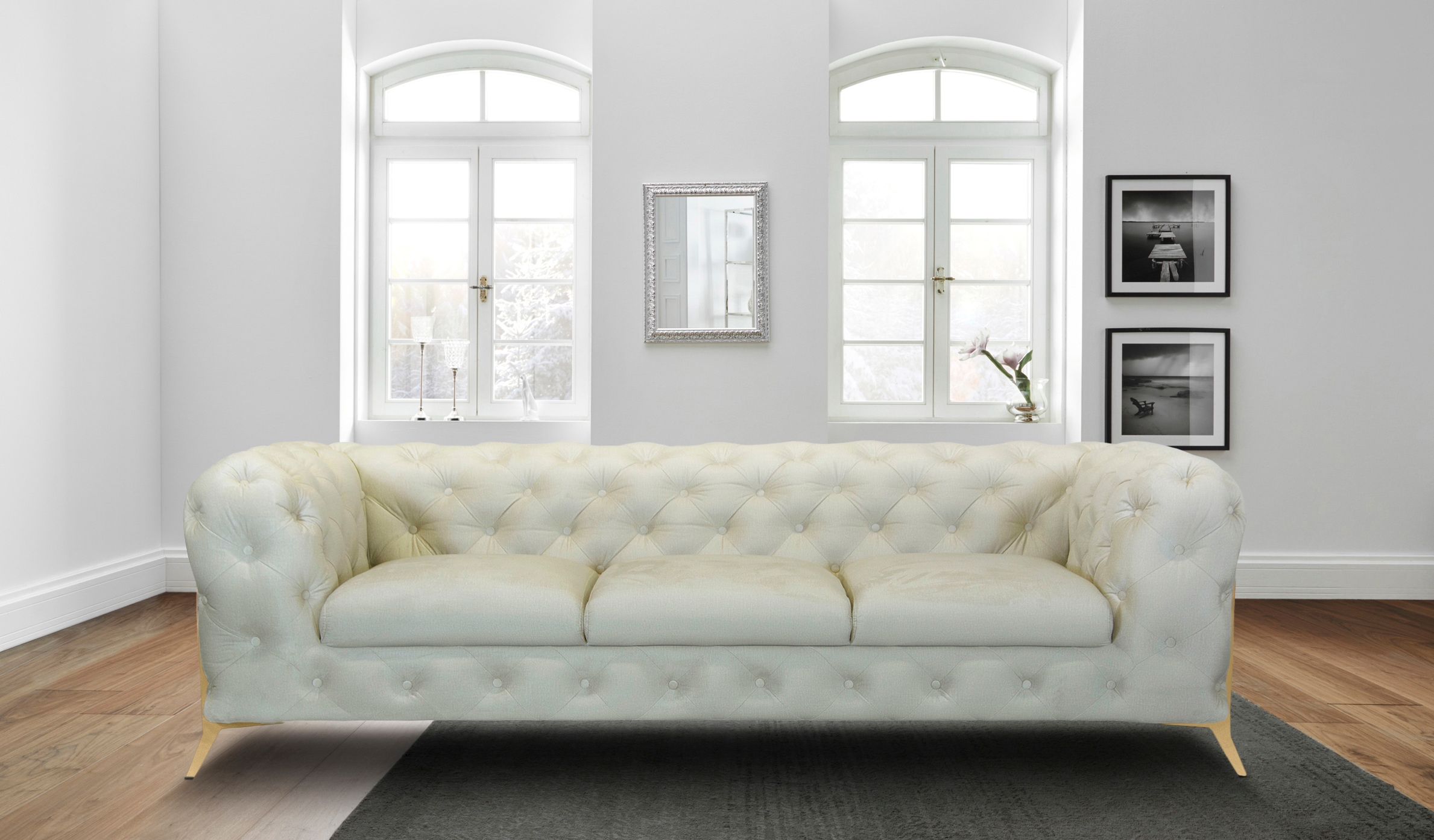 Leonique Chesterfield-Sofa »Amaury«, aufwändige Knopfheftung, moderne Chesterfield Optik, Fussfarbe wählbar