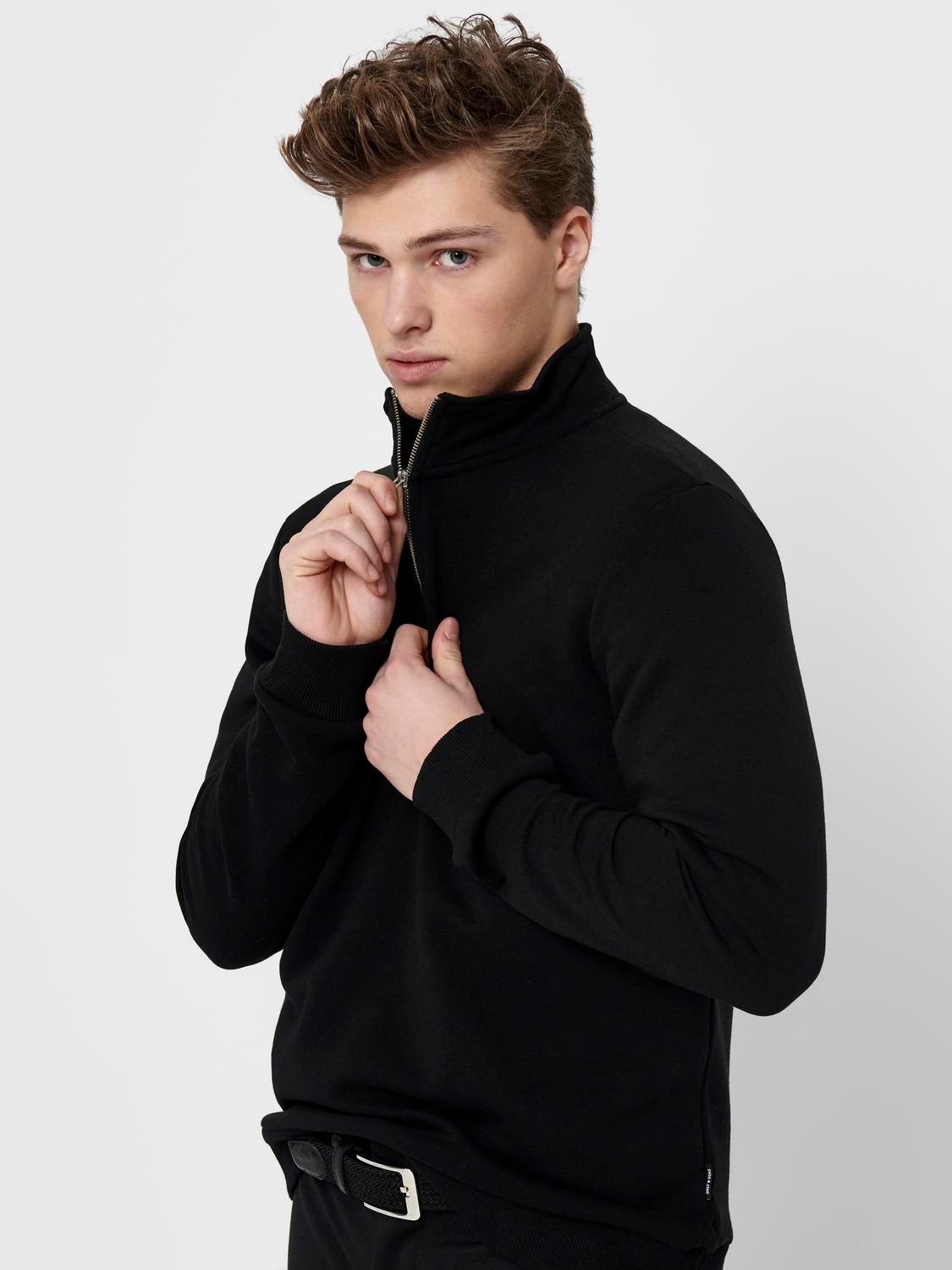 ONLY & SONS Sweat-shirt »ONSCERES HALF ZIP SWEAT«, mélange coton, coupe régulière
