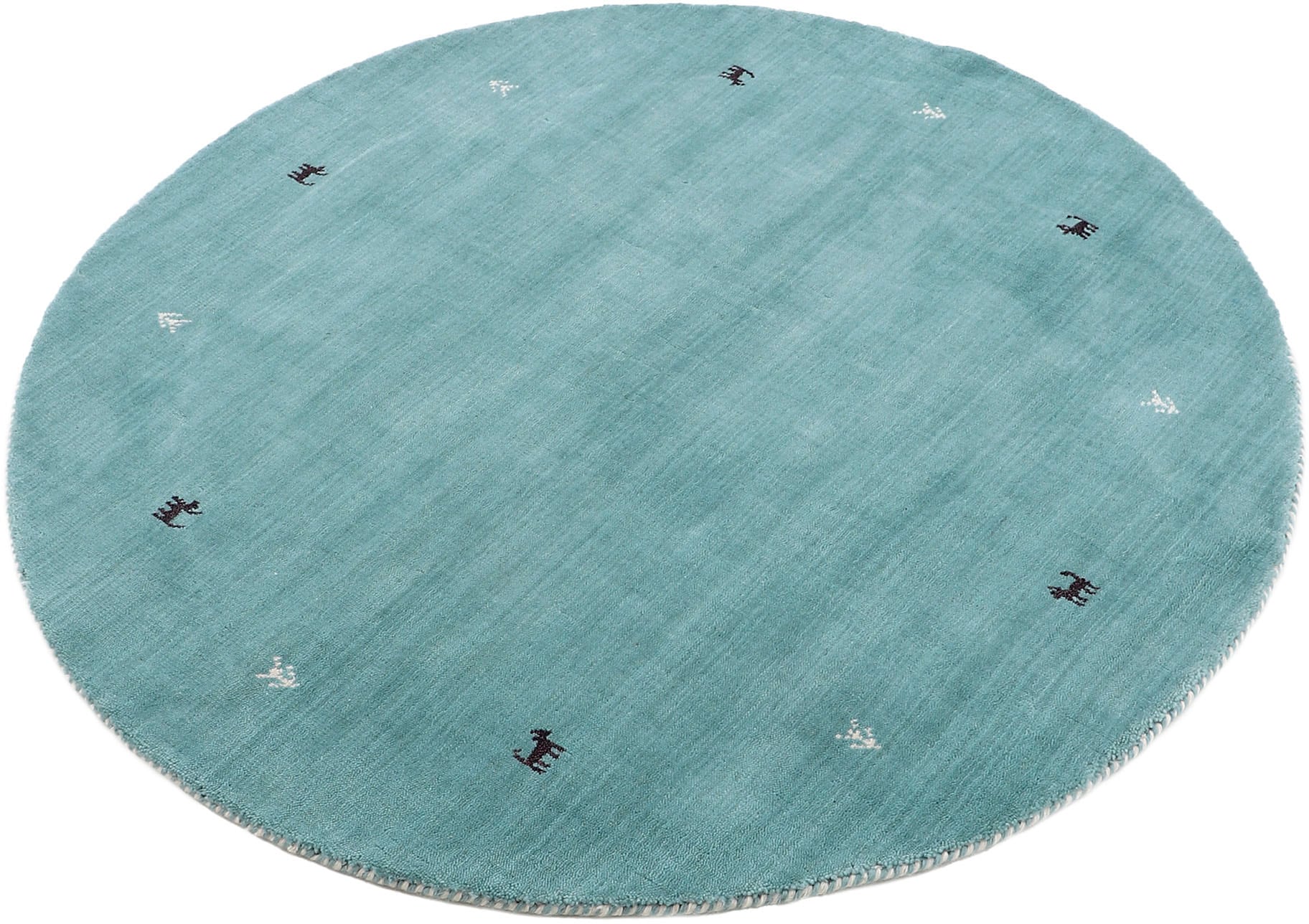 carpetfine Wollteppich »Gabbeh Uni«, rund, 15 mm Höhe, reine Wolle handgewebt, Gabbeh Tiermotiv warmes Raumklima viele Grössen