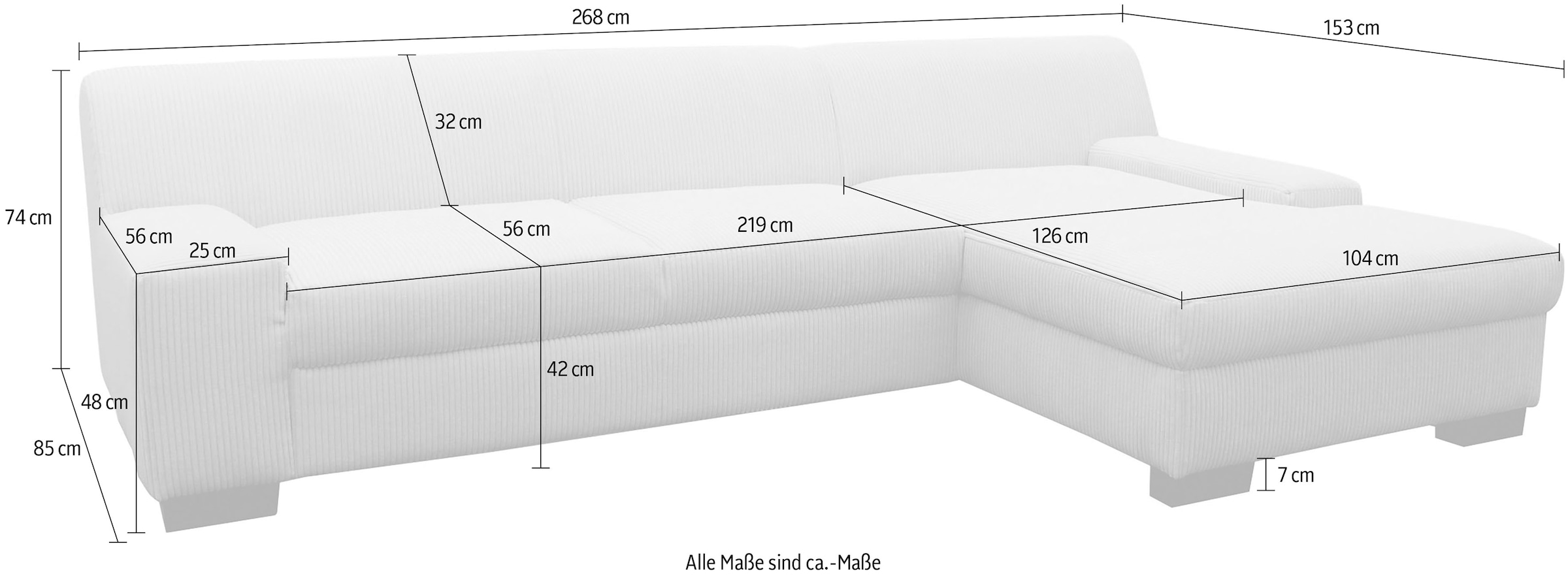 GOODproduct Ecksofa »Faxe 268 x 153 cm, auch mit Schlaffunktion« L-Form, aus pflegeleichtem, weichem Luxus-Microfaser Bezug