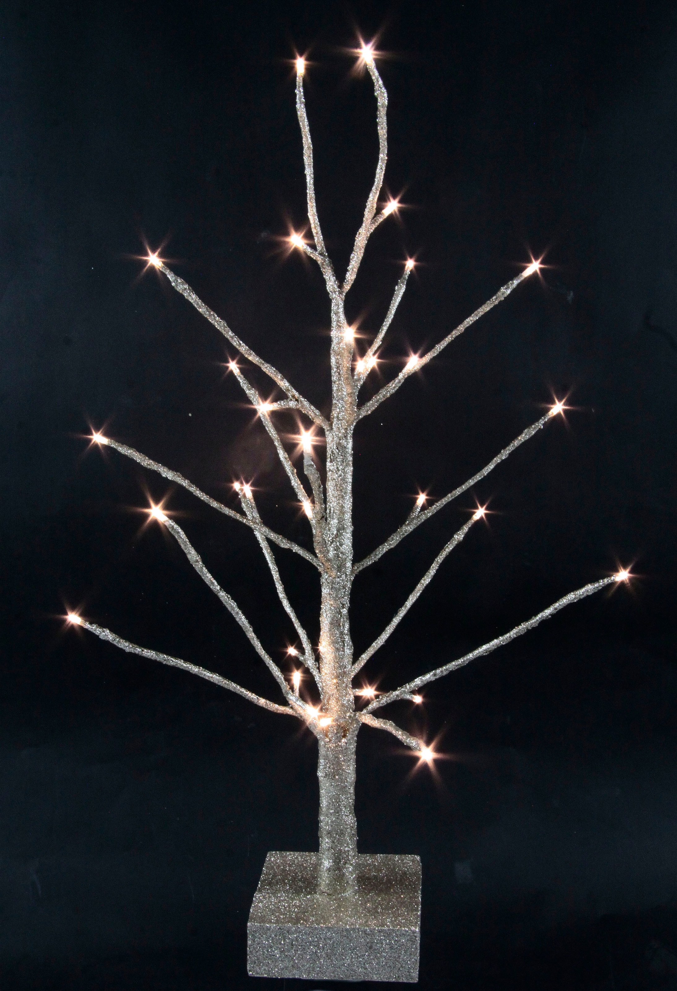 I.GE.A. Dekobaum »Künstlicher Weihnachtsbaum, Weihnachtsdeko, Kunstbaum« mit Glitzer und LED Beleuchtung, champagnerfarben, Höhe 65 cm