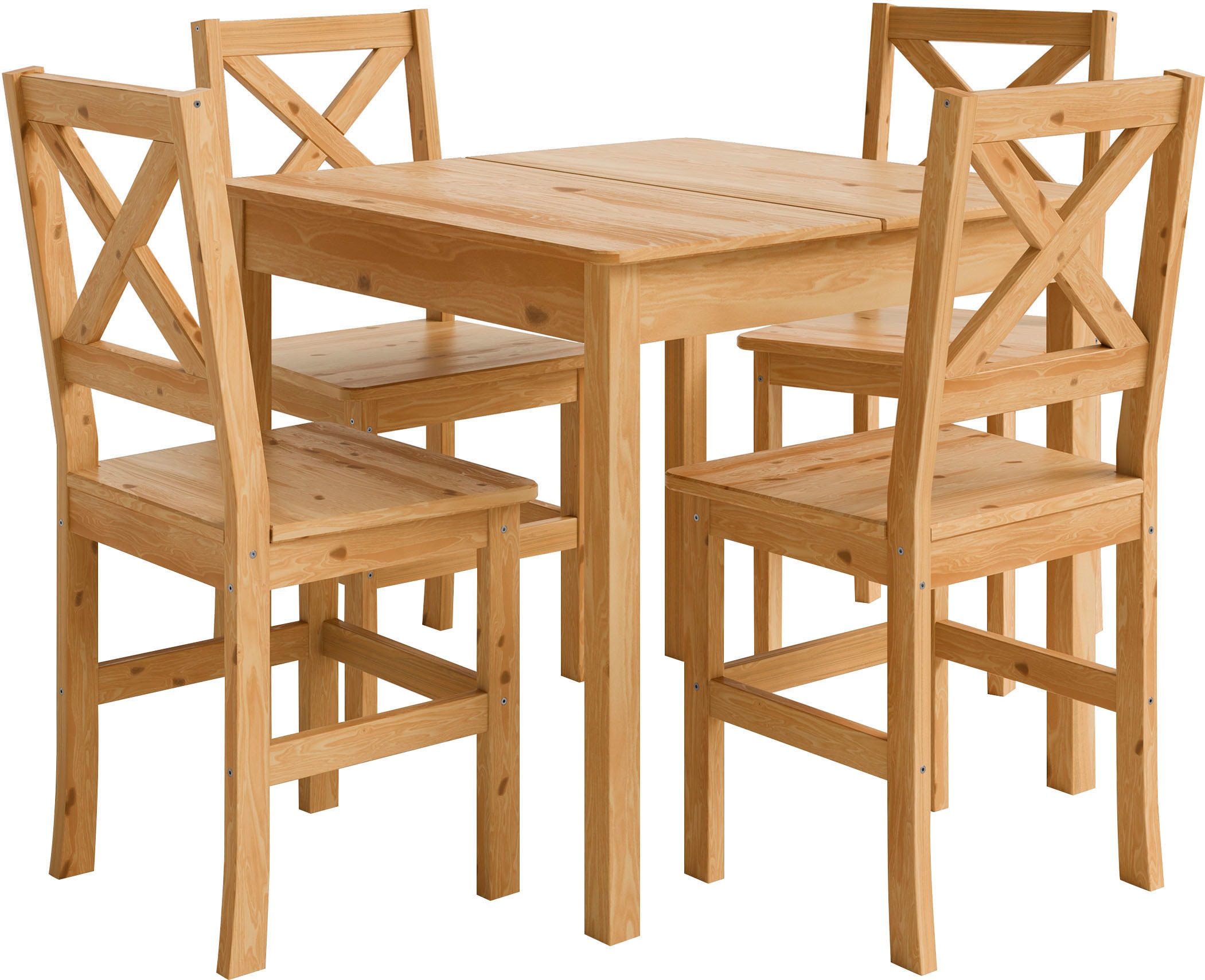 Home affaire 4-Fussstuhl »Malmö«, (Set), 2 St., Holzstuhl Kiefer Massivholz naturfarbig, erhältich als 2er und 4er-Set