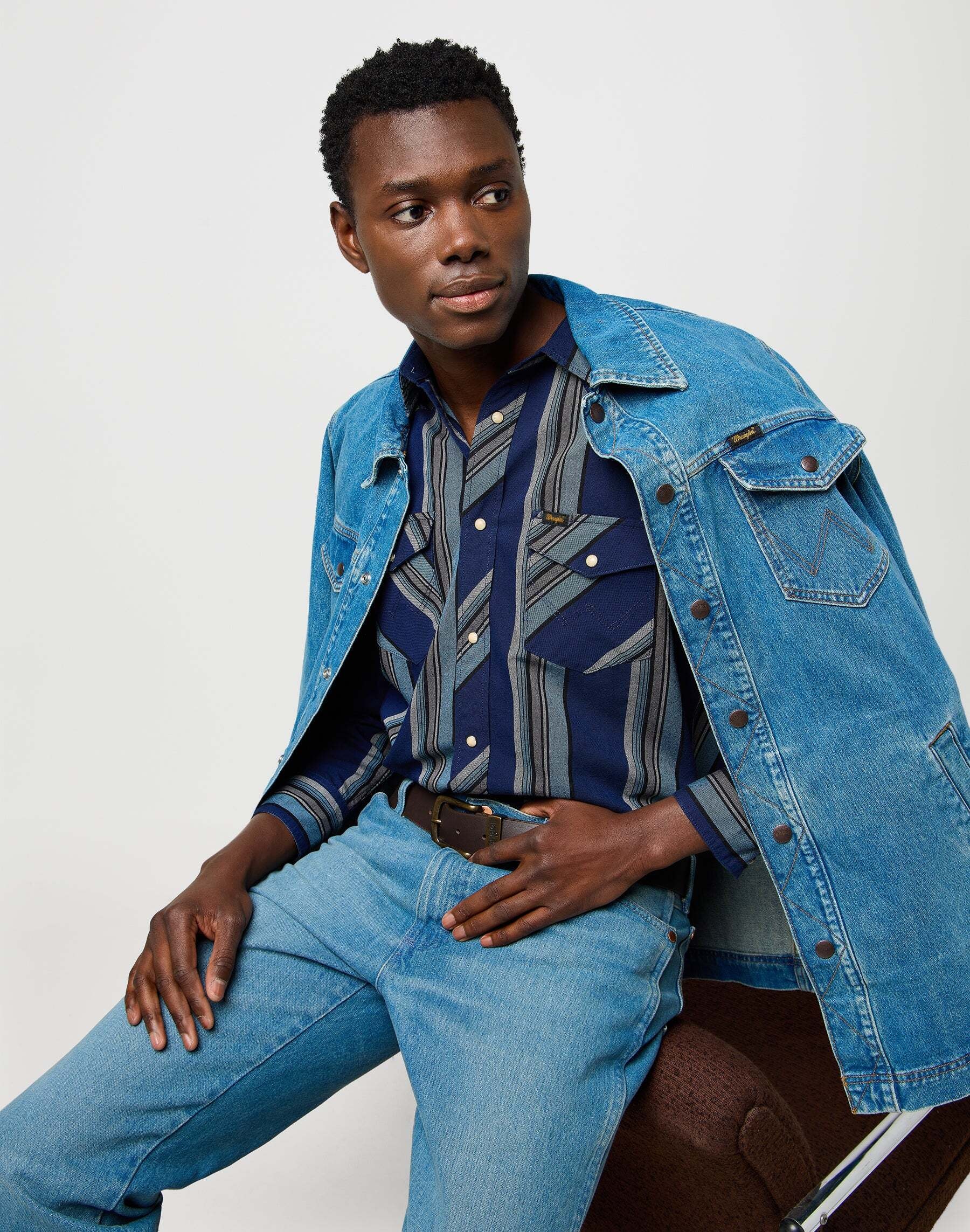 Wrangler Langarmhemd »WRANGLER Langarmhemd Western Indigo Shirt«