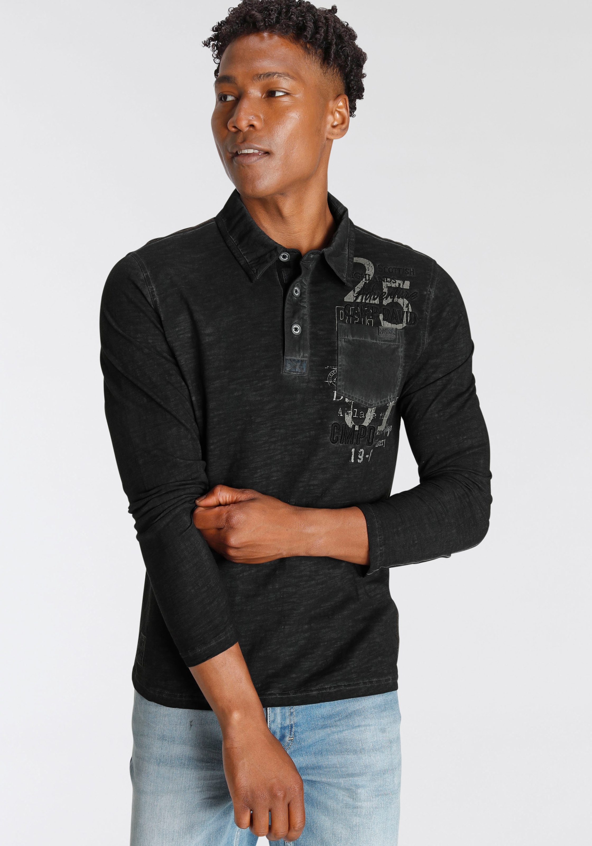 Image of CAMP DAVID Langarm-Poloshirt, in Slub-Yarn-Qualität bei Ackermann Versand Schweiz