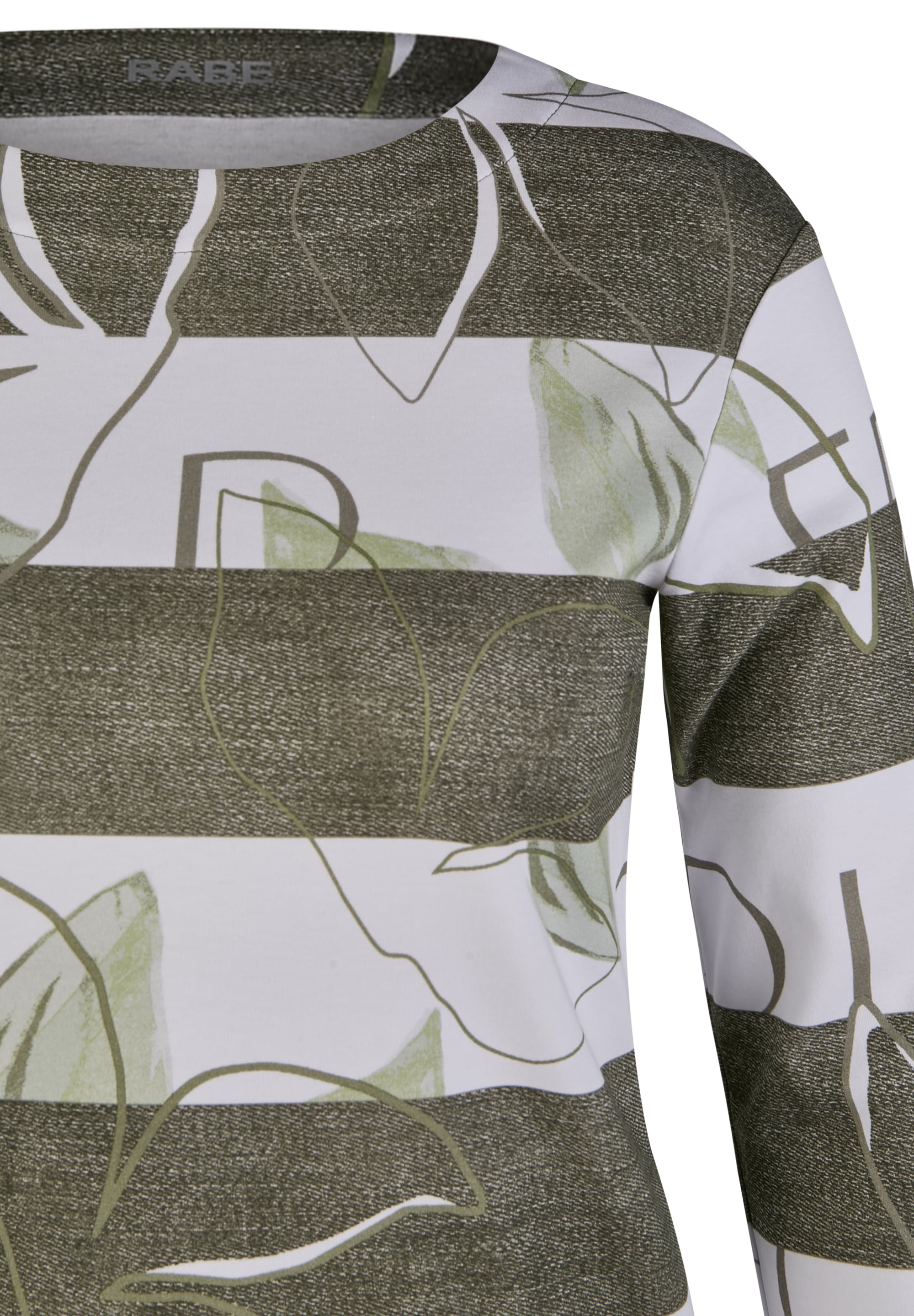 Rabe 3/4-Arm-Shirt, mit Blockstreifen und grafischem Print