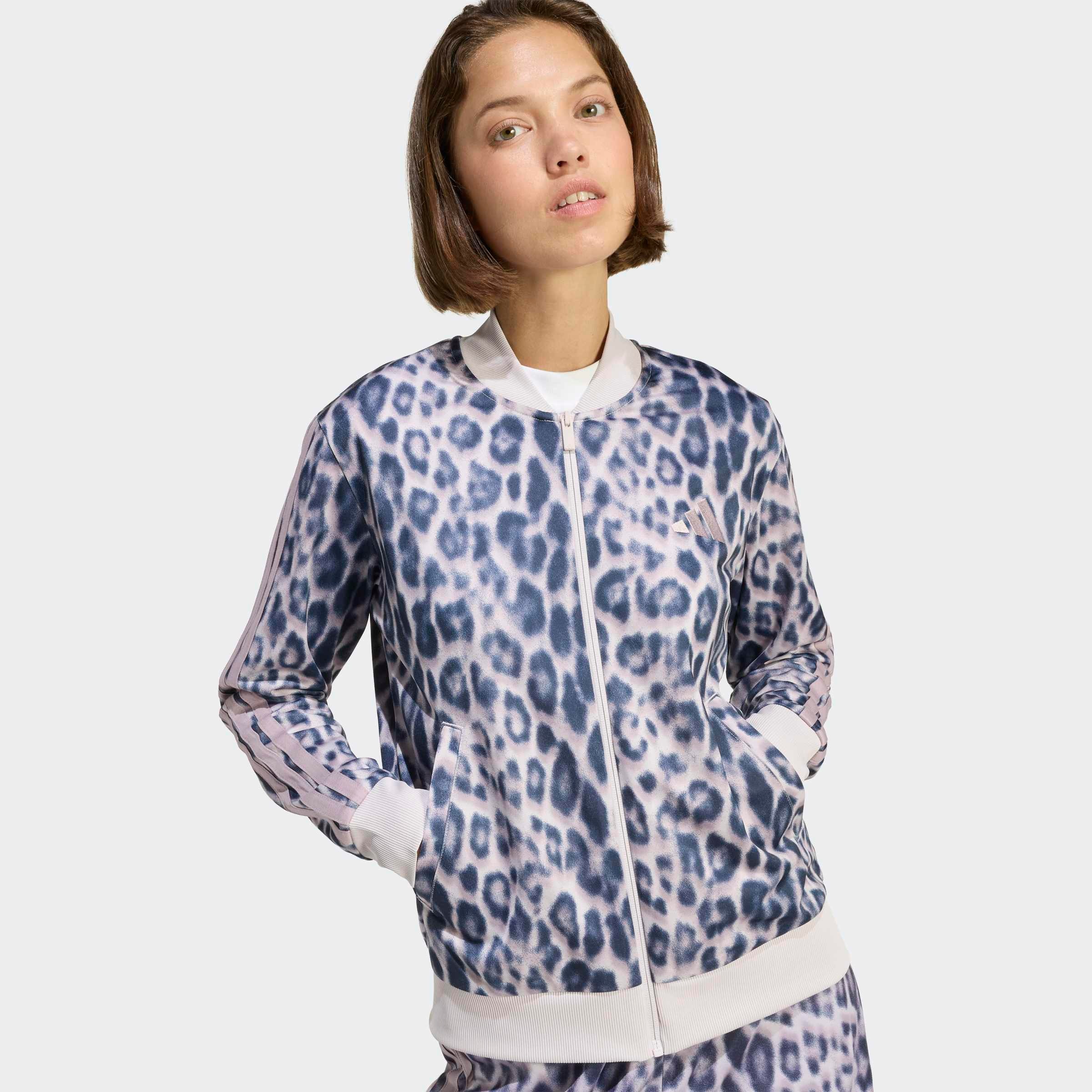 adidas Sportswear Trainingsanzug »W 3S TR TS FULL« 2 tlg. mit durchgehendem Reissverschluss, mit Stehkragen, mit Allover-Print