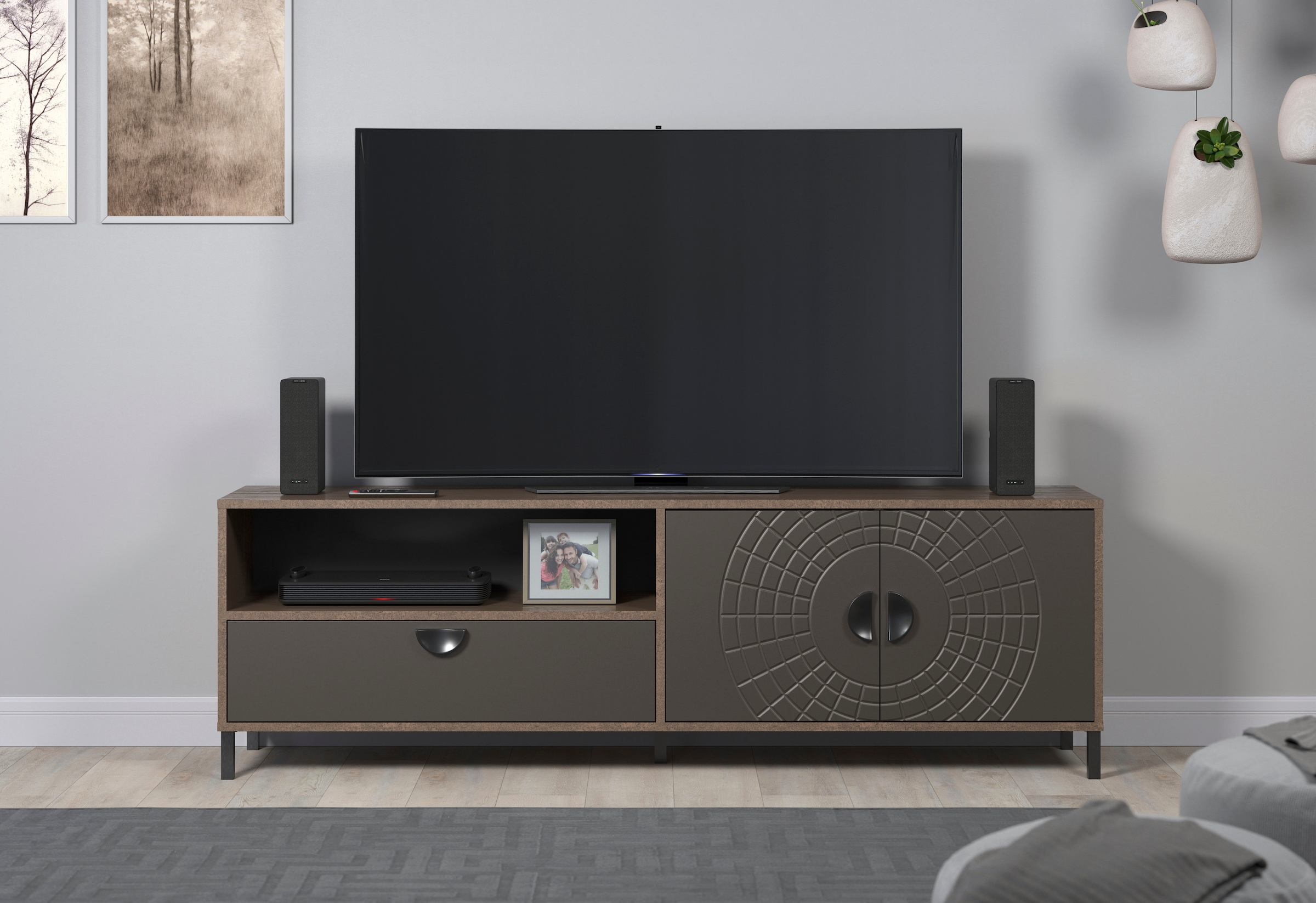Image of Home affaire Lowboard "Fusion" 1 Stk. tlg. TV-Lowboard mit Soft-Close-Türen & Schubkasten – (B/T/H) 183/40/55 cm