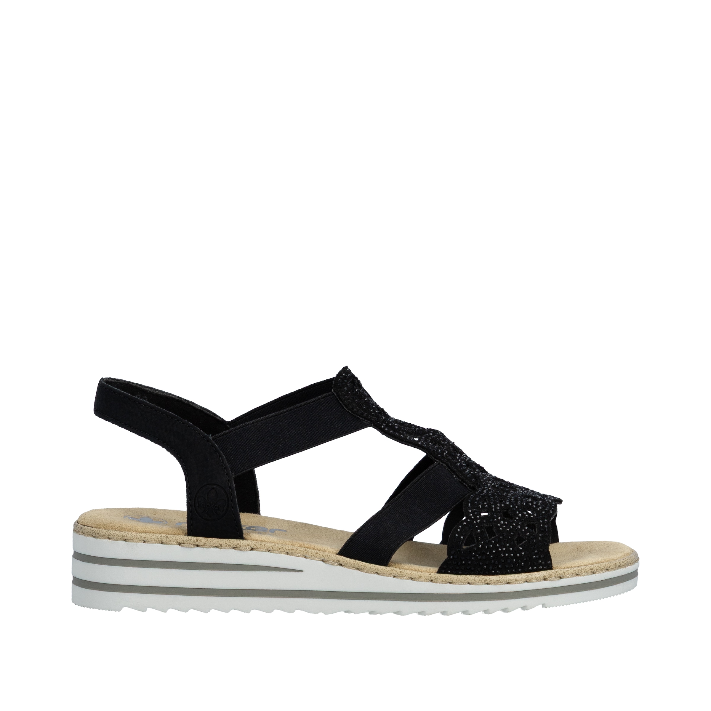 Rieker Sandale  Sandale compensée, chaussure d'été, chaussure de vacances avec strass