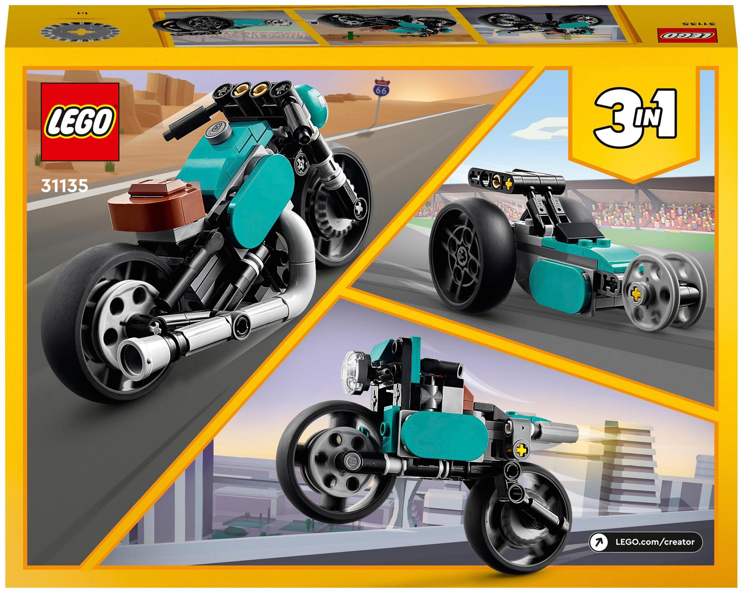 LEGO® Konstruktionsspielsteine »Oldtimer Motorrad (31135), LEGO® Creator  3in1«, (128 St.) Découvrir sur