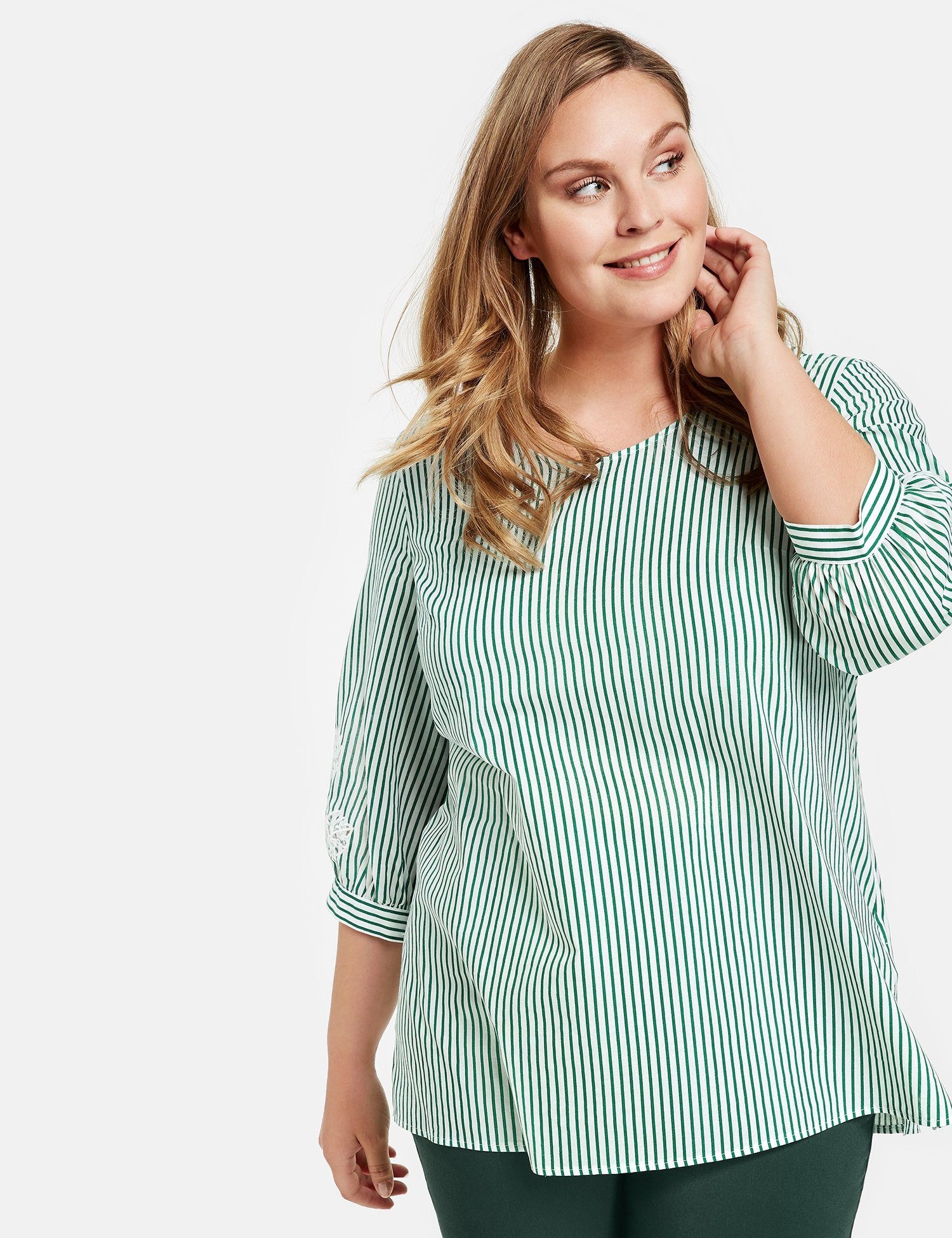 Bluse 3/4 Arm »Legere Baumwollbluse mit Streifen«