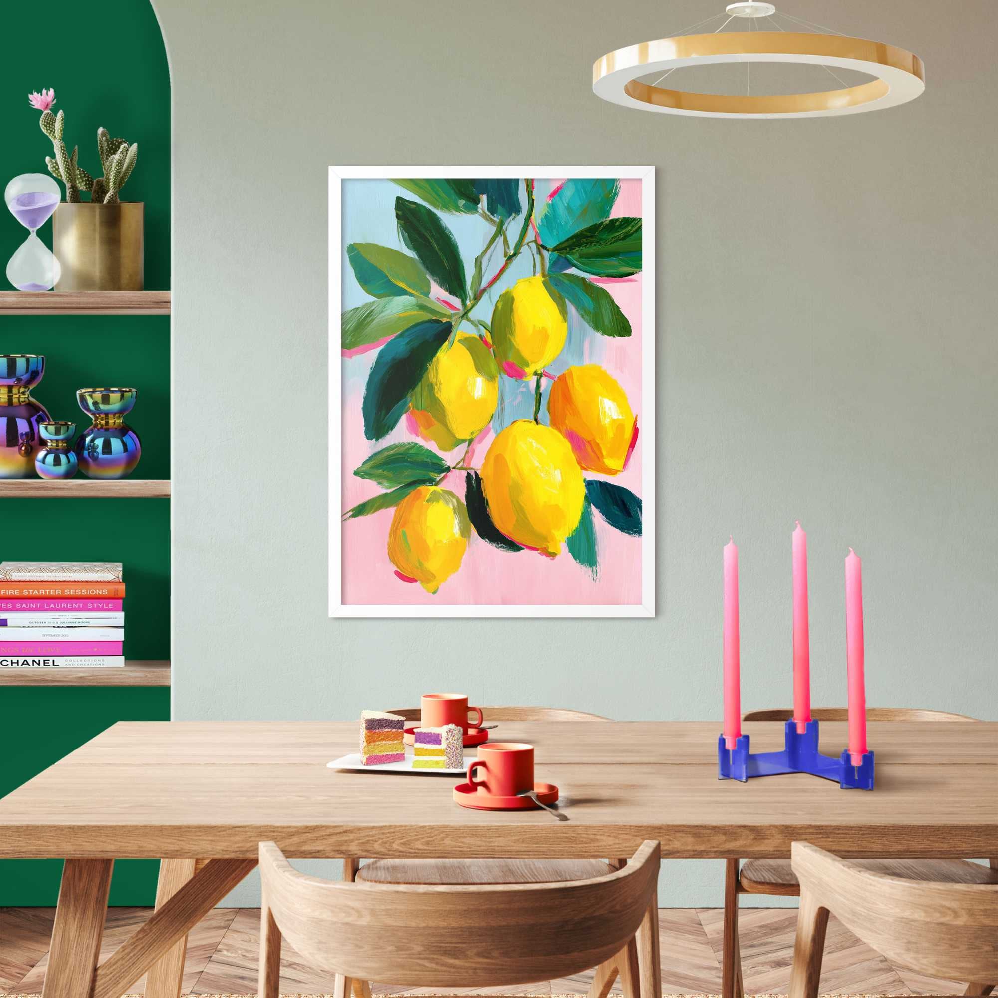 Image of Reinders Bild mit Rahmen "Zitronenzweig" Küche 1 Stk. tlg. Küche - Gelb - MDF - Essen und Trinken - 50x70 cm