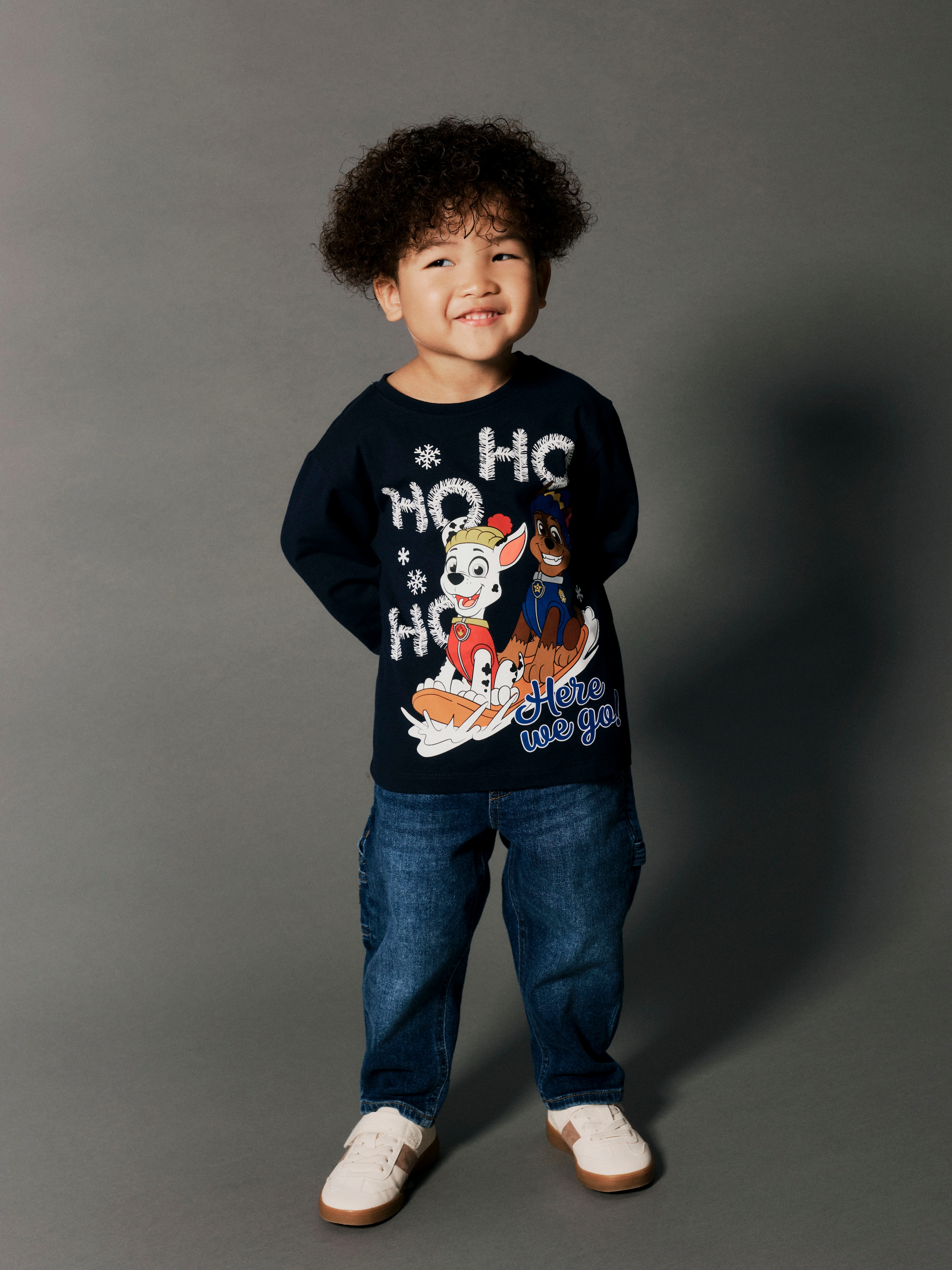 Image of Name It Langarmshirt "NMMSANTI PAW LS NREG TOP CPLG" Baumwollmischung, Paw Patrol Weihnachtsmotiv