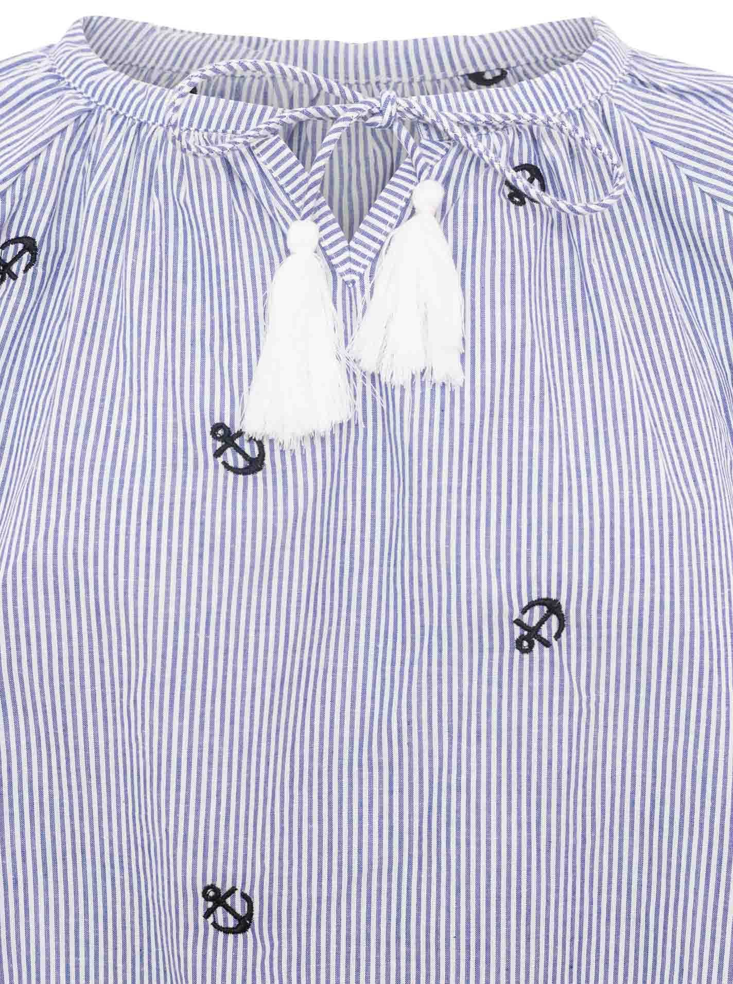 Zwillingsherz Blouse à manches courtes »"Stripe & Stitch"« Kurzarm, mit Stickerei, Tunnelzug und Tasseln