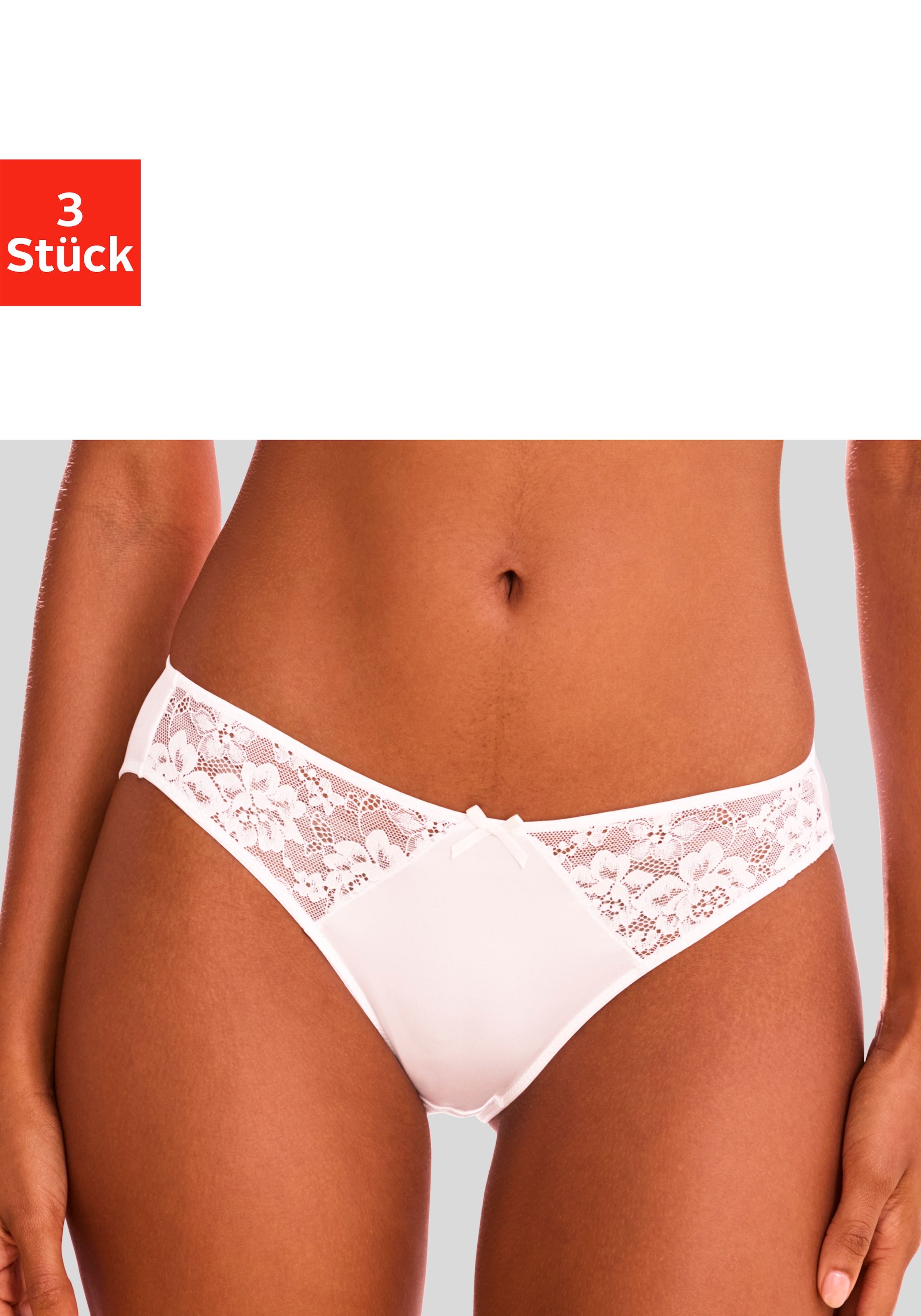 petite fleur by Lascana Slip Paquet, 3 pièces,  avec inserts en dentelle