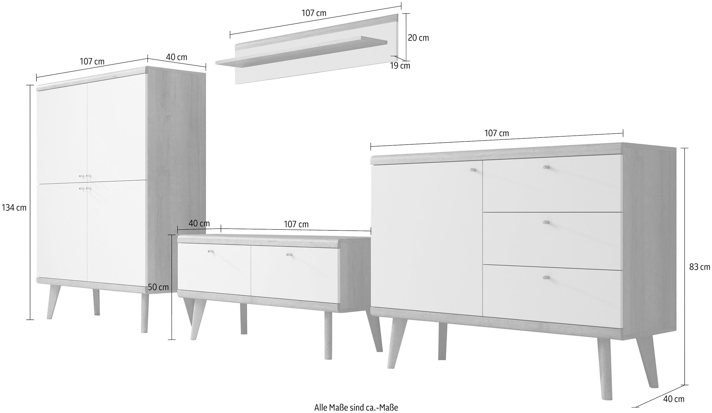 andas Wohnwand »Merle«, (Set, 4 St.)