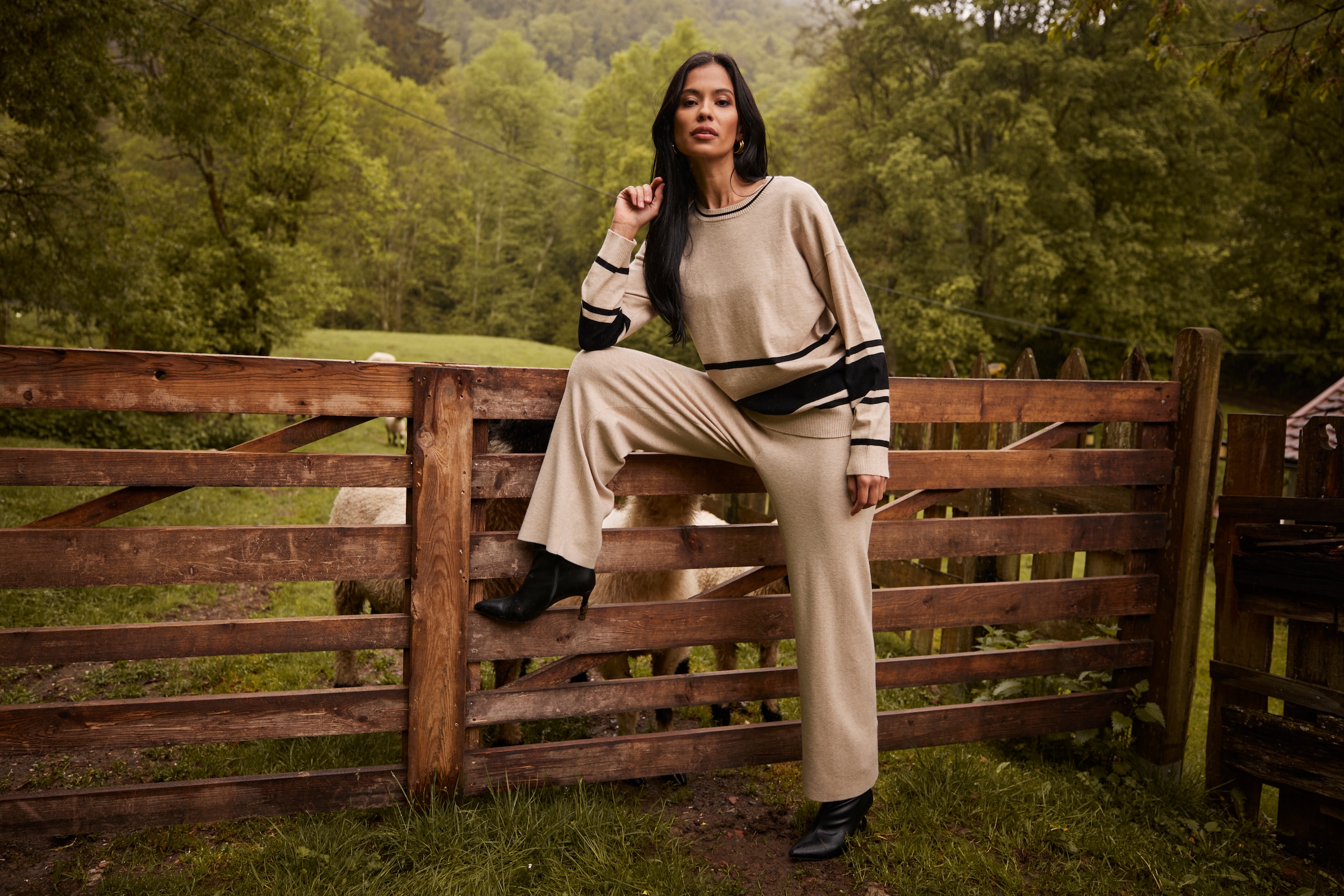 Aniston SELECTED Pull en tricot combinaison de rayures larges et étroites - NOUVELLE COLLECTION