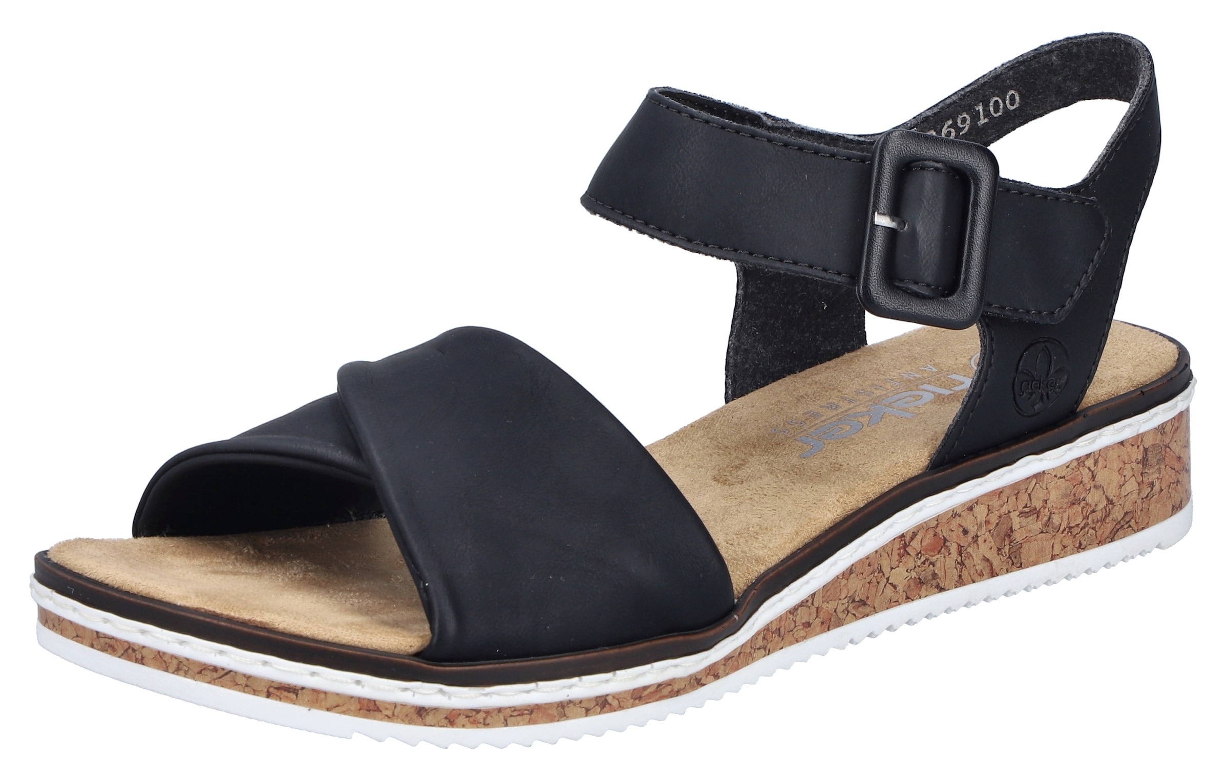 Rieker Sandalette  Keilsandale, Sommerschuh, Urlaubsschuh mit Klettriemchen