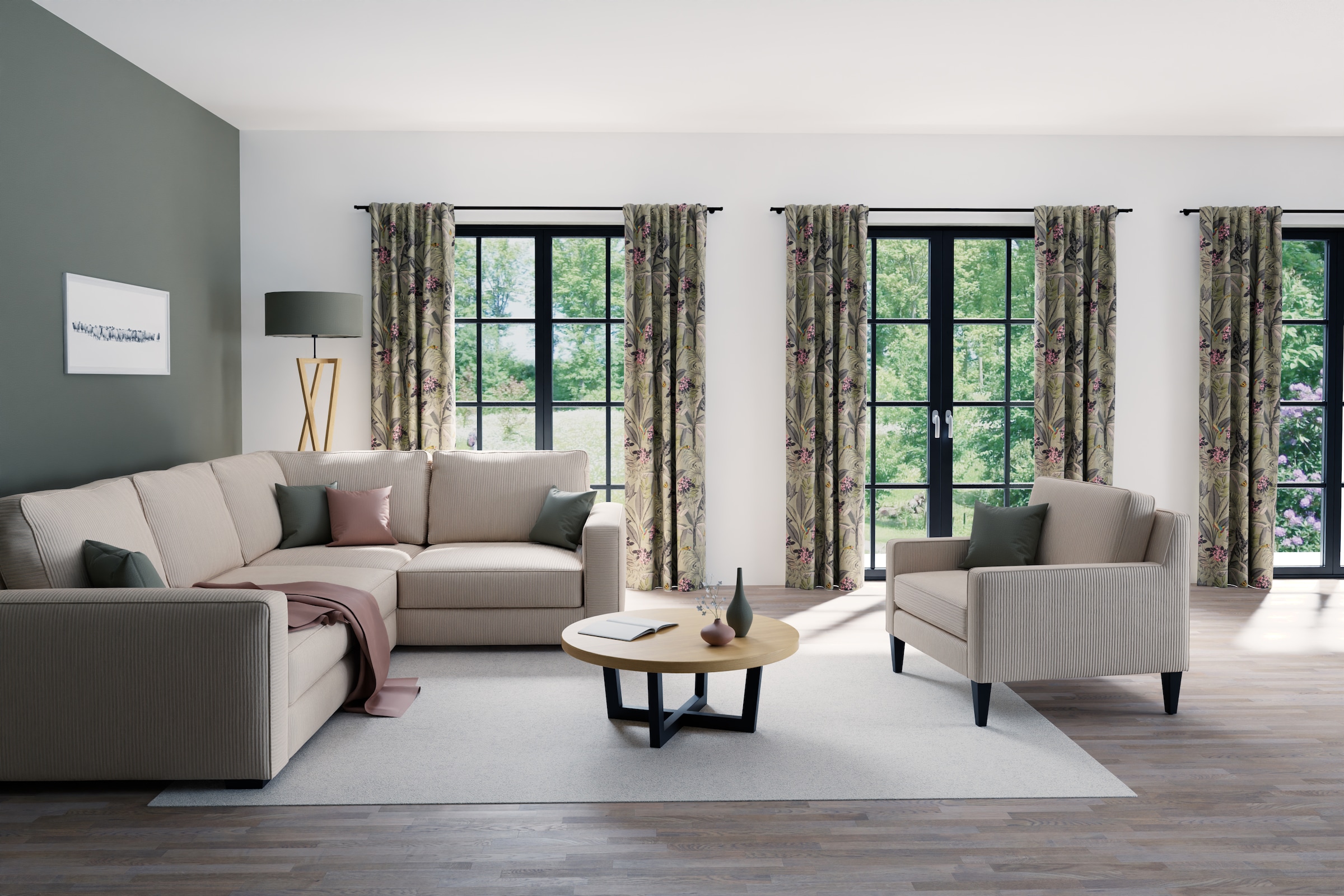 HOMING Vorhang »Kelani« verdeckte Schlaufen 1 Stk. tlg. blickdicht, floral, Blumen, Wohnzimmer, Schlafzimmer