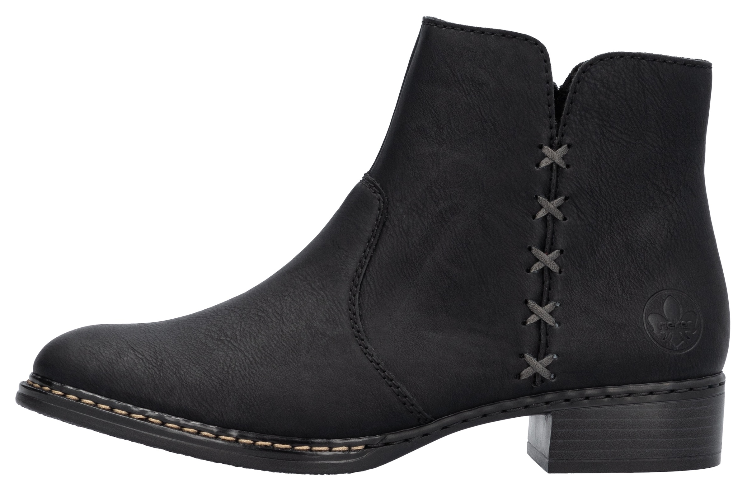 Rieker Stiefelette, Reissverschluss-Stiefelette, Ankelboots mit Blockabsatz