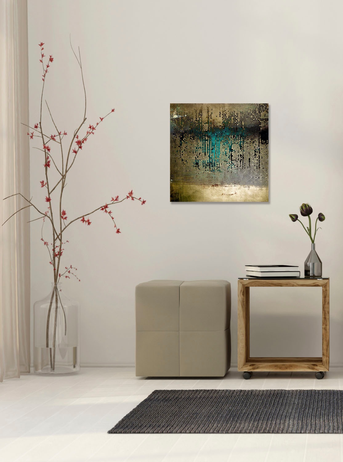 queence Acrylglasbild "Abstrakte Kunst mit Gold" Abstrakt  Gemälde  Kunst  klassische Fantasie Goldveredelung, Handgearbeitet, Gerahmt, Edel