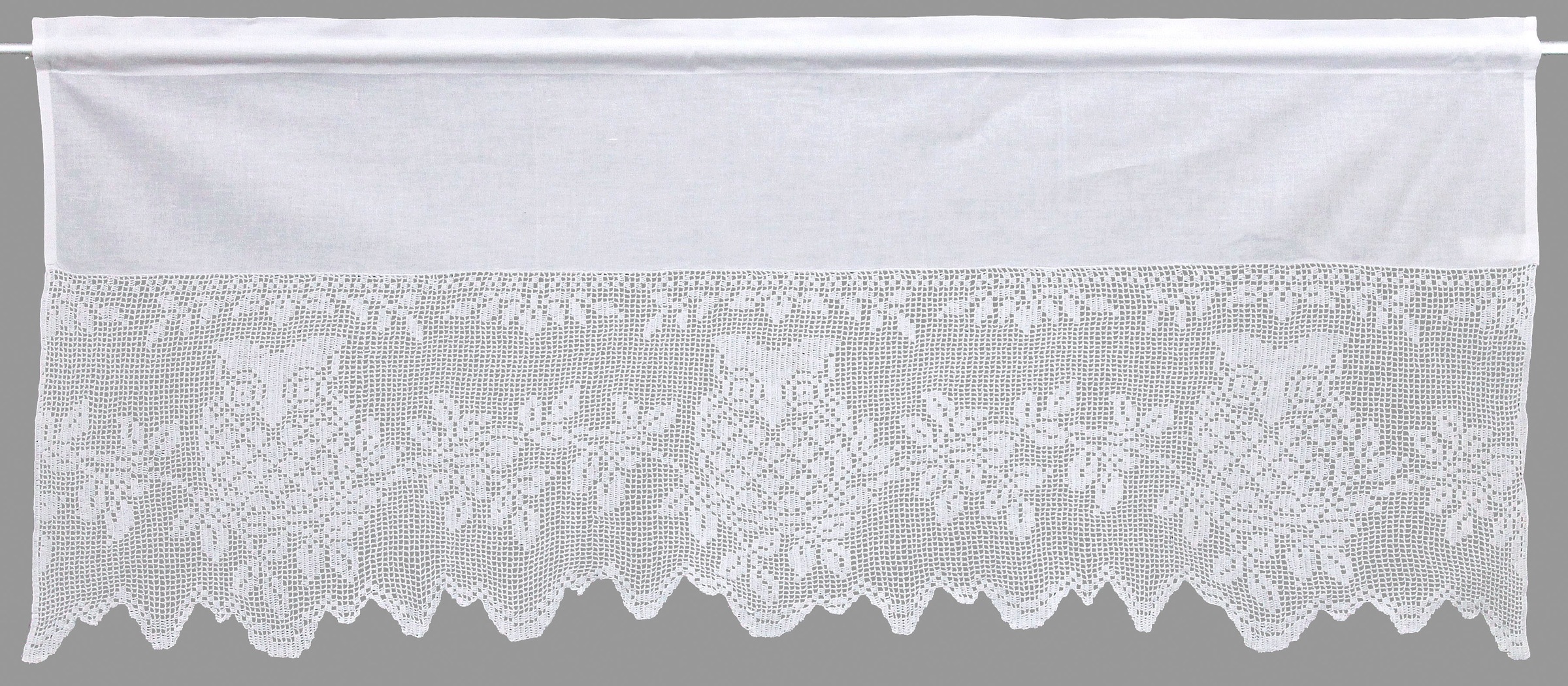 Image of HOSSNER - ART OF HOME DECO Querbehang "Eule" Stangendurchzug 1 Stk. tlg. handgehäkelte Spitze, weiss, Baumwolle
