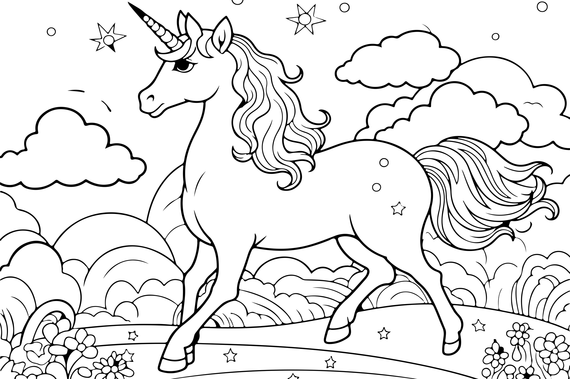 queence Wandsticker »Einhorn auf Blumenwiese« DIY-Wandsticker zum Bemalen