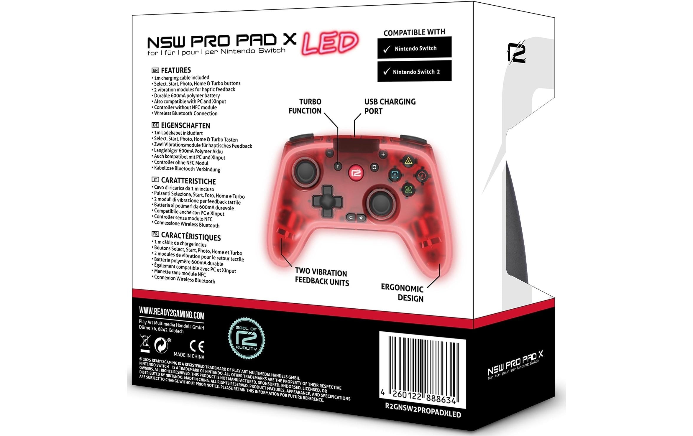   Contrôleur »GAME Pro Pad X2 LED Edition für NSW 2«