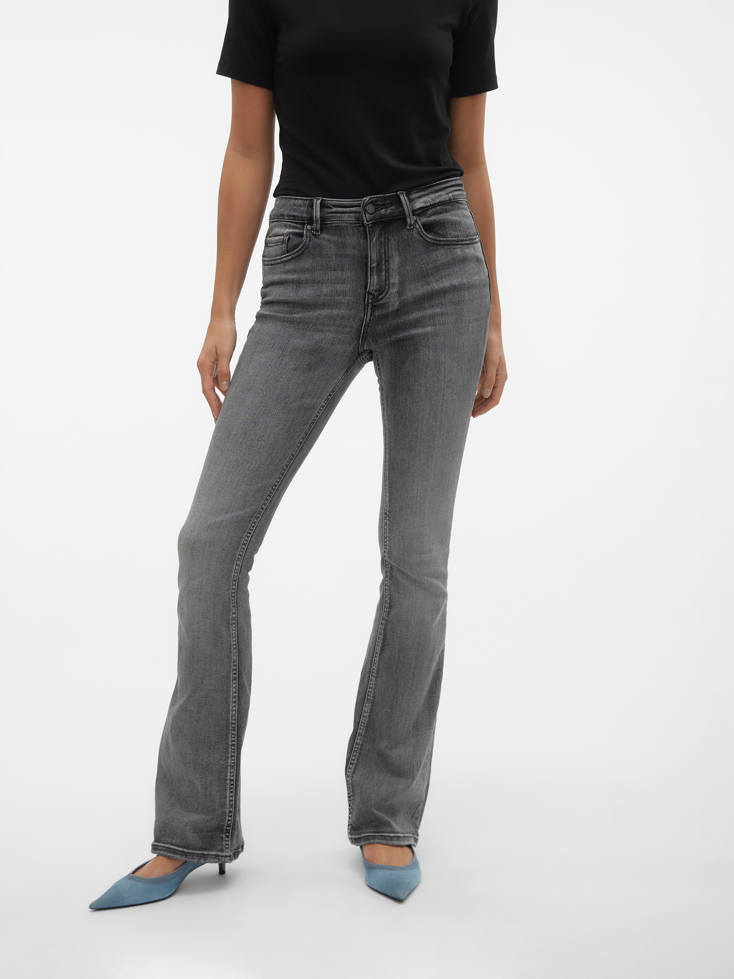 Image of Vero Moda Bootcut-Jeans "VMFLASH MR FLARED JEANS LI213 GA NOOS" Baumwollmischung mit Stretch, regular waist, bootcut fit