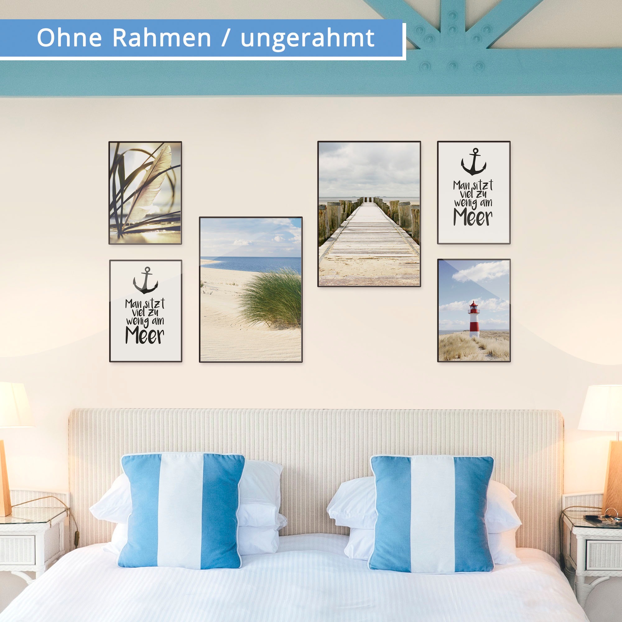 Artland Poster »Impressionen vom Meer«, Meer Bilder, (Set, 6 St.), 6er Set, 2xDIN A3 / 4xDIN A4, ohne Rahmen