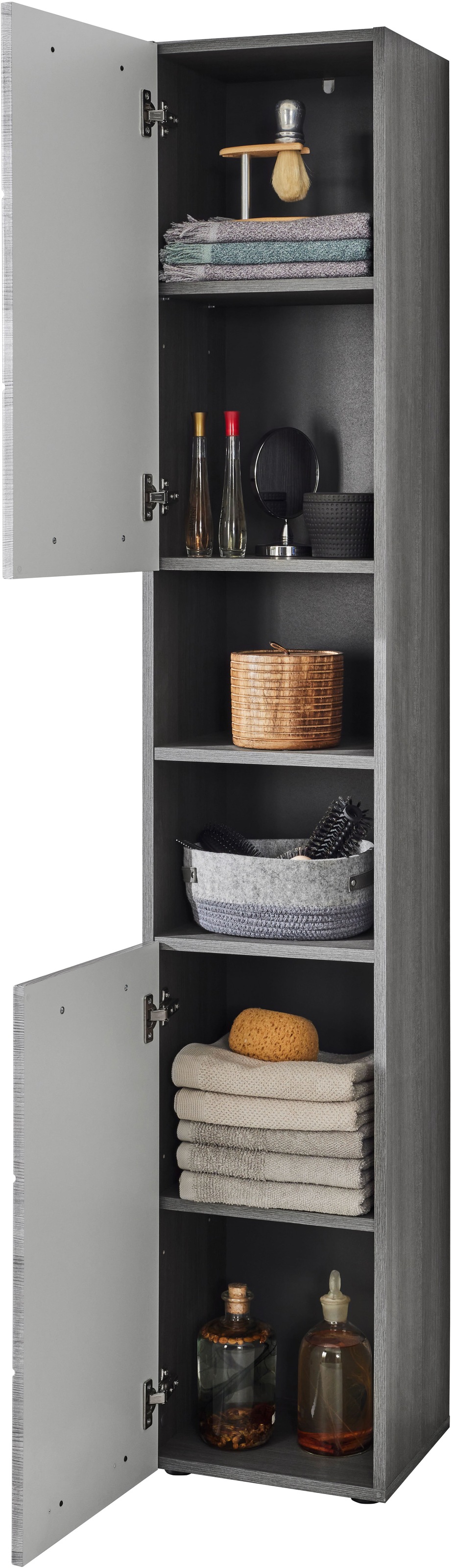 BASIC by Balculina Armoire haute »Silver,Badezimmerschrank BxHxT 34x190x30« 1 cuis tlg. largeur 34 cm, porte montable à gauche/droite, FSC-Mix 70%