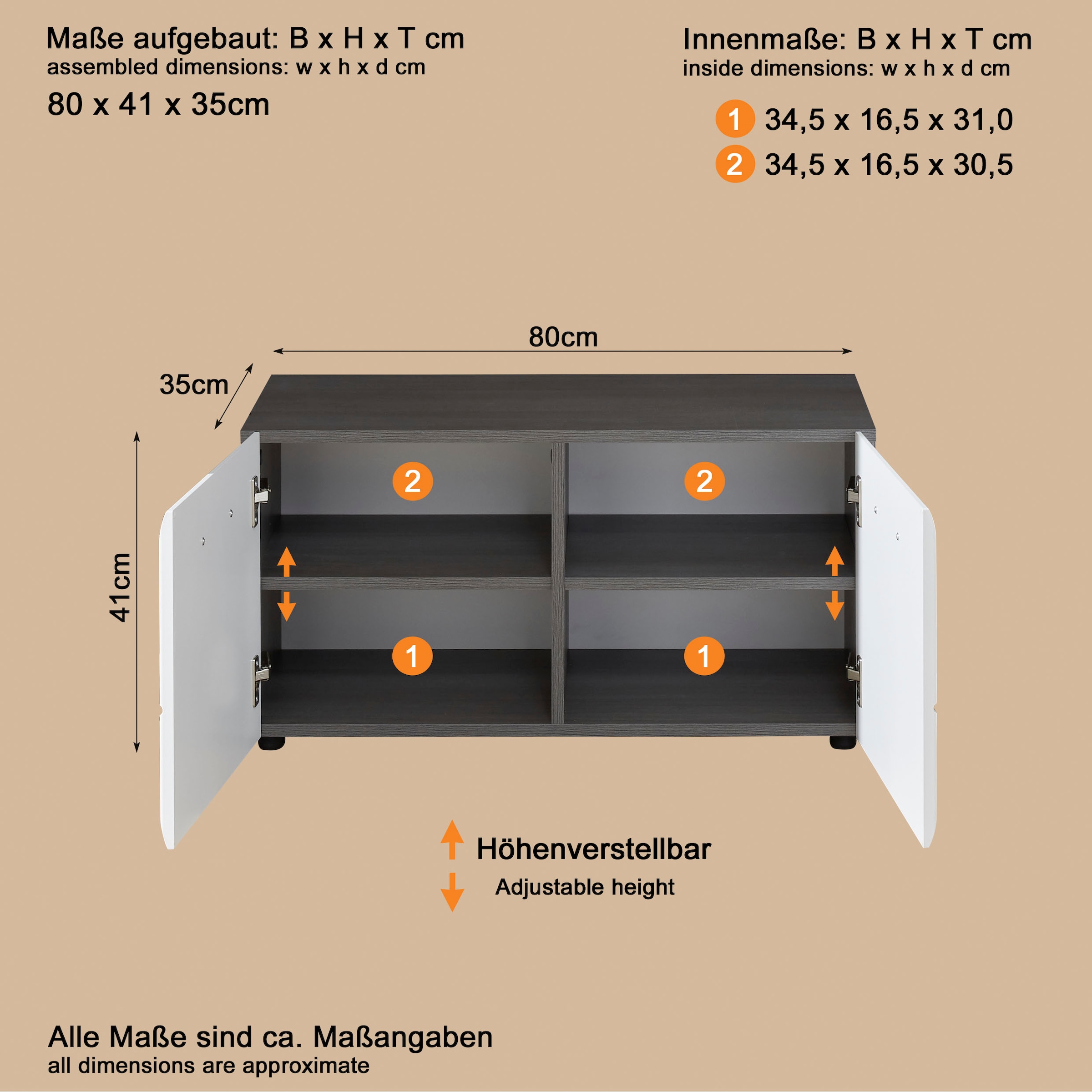 INOSIGN Banc »Sovana« Sitzbank mit 2 Türen - (B/T/H) 80/35/41 cm
