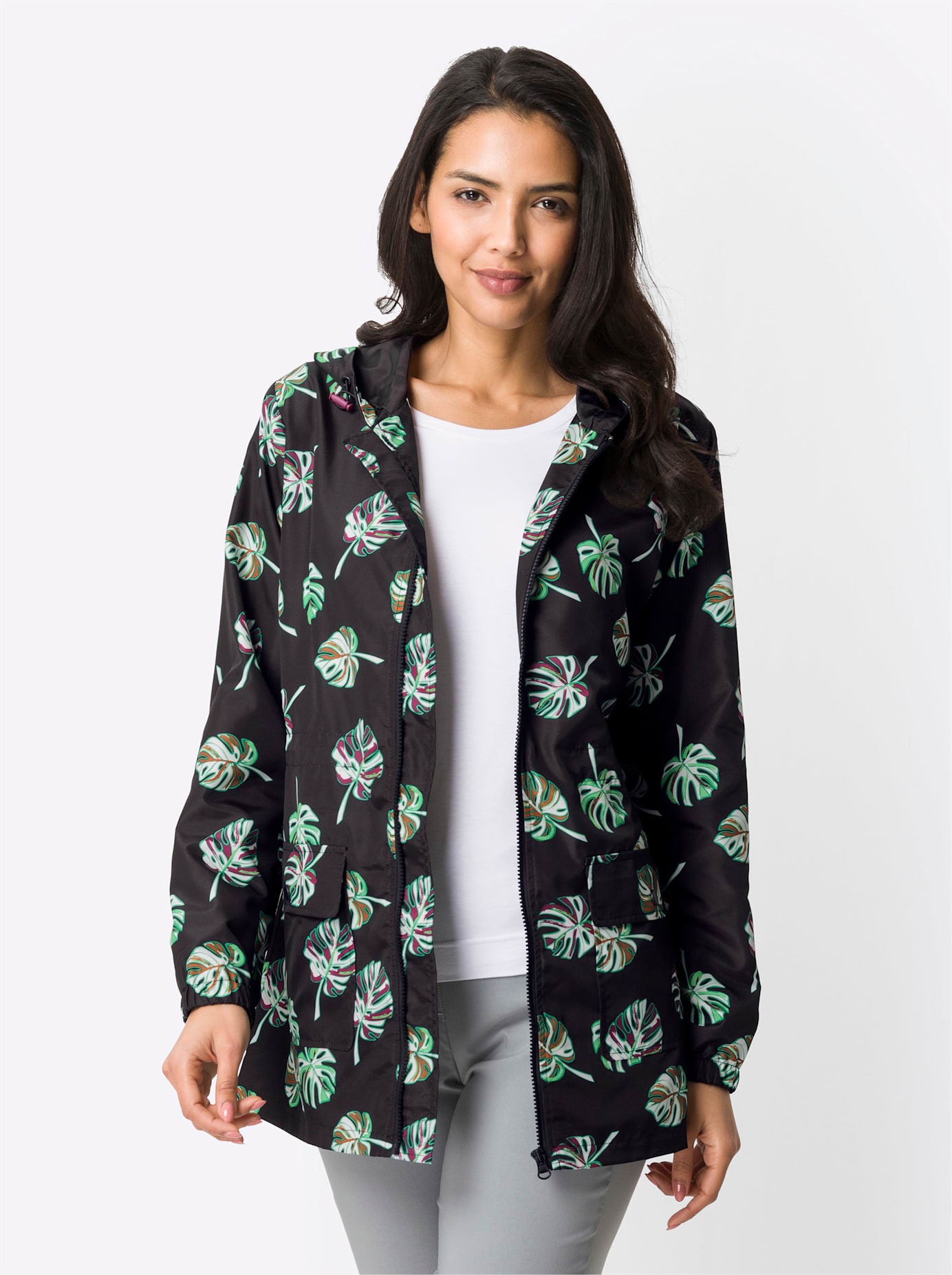Regenjacke, mit Kapuze