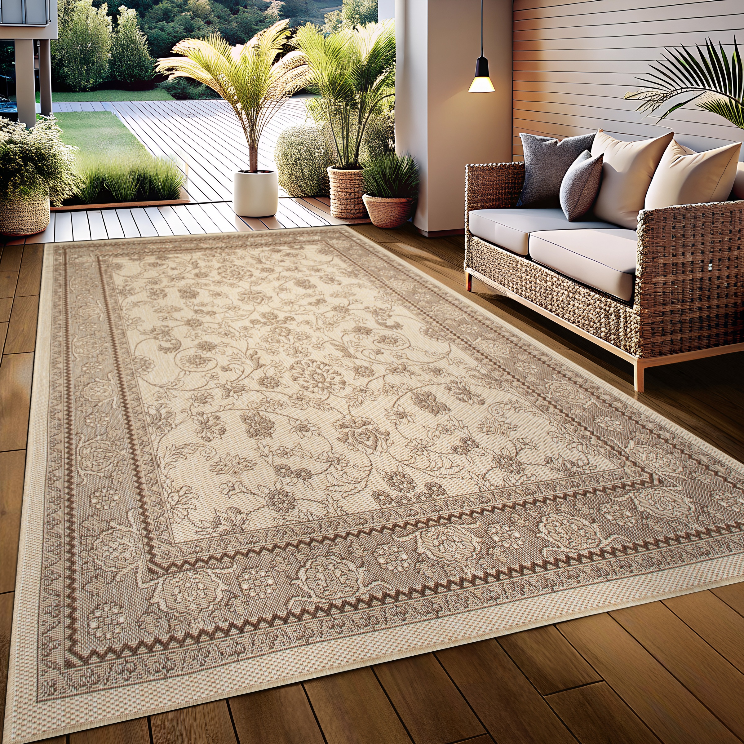 my home Teppich »Claren, auch für Balkon und Terrasse«, rechteckig, 3 mm Höhe, In und Outdoorgeeignet, Orient-Design, Wetterfest & UV-beständig