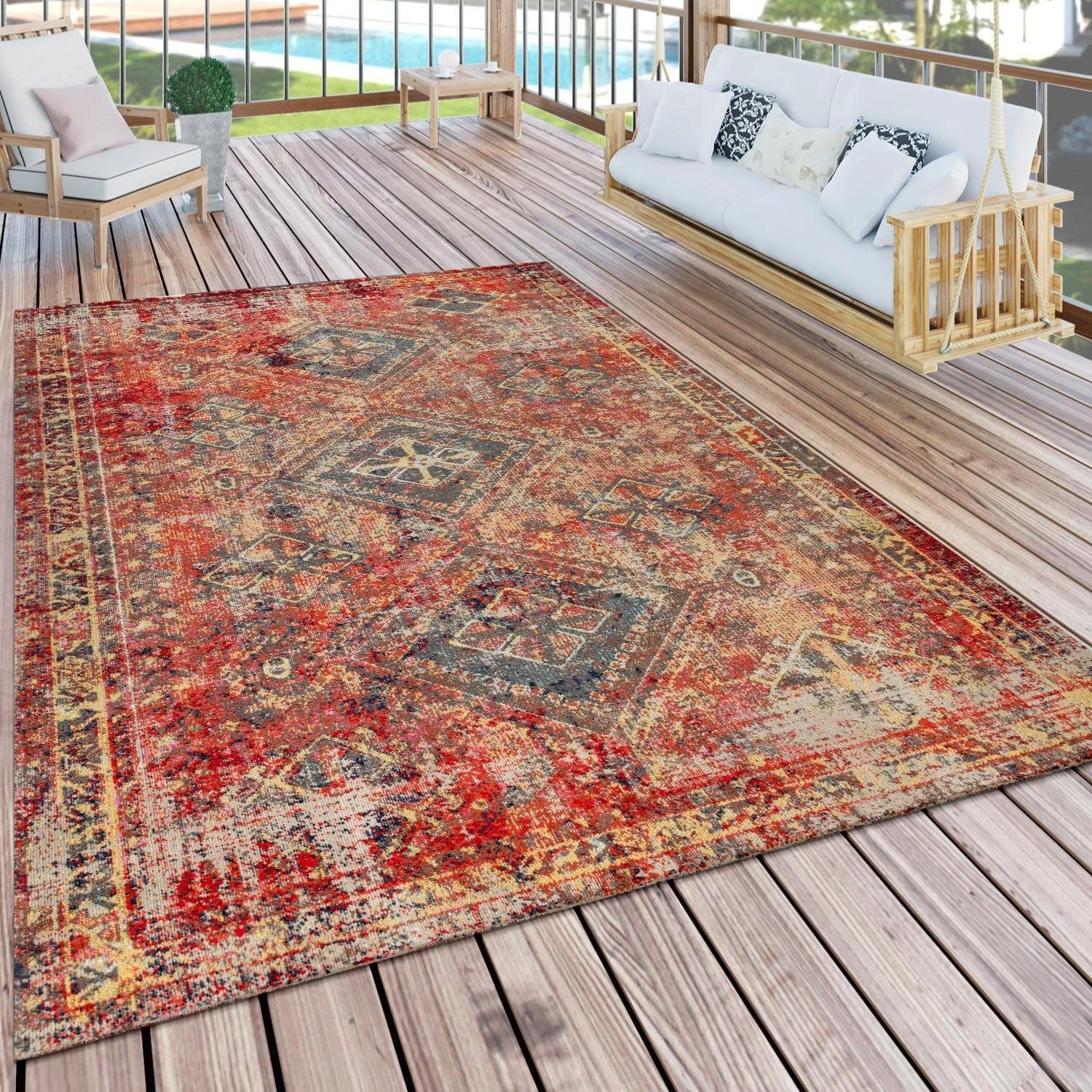 Paco Home Teppich »Artigo 432« rechteckig 4 mm Höhe Orient-Optik, Vintage Design, In- und Outdoor geeignet, Wohnzimmer