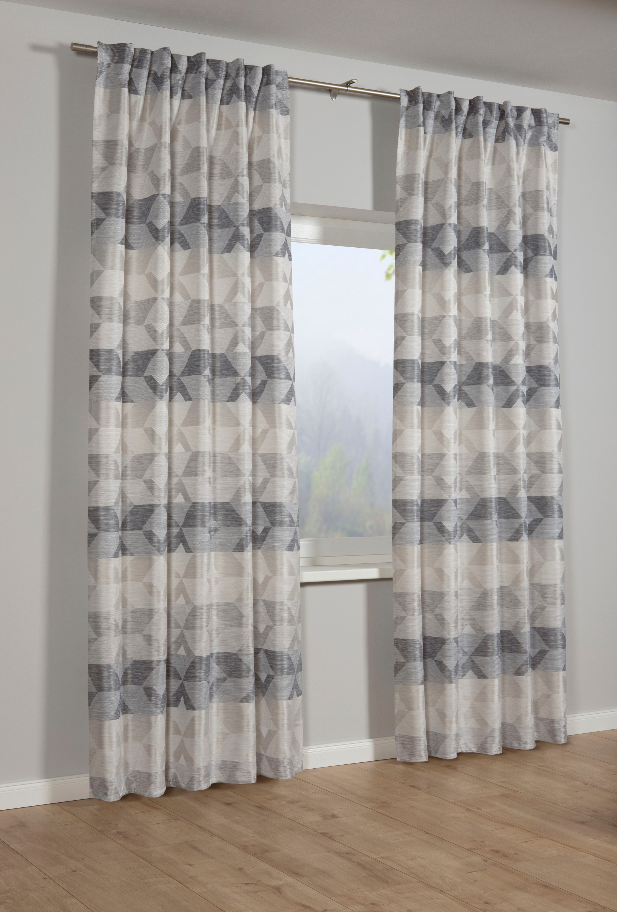 Image of GARDINIA Gardine »Schal mit Gardinenband Jacquard Raute«, (1 St.), Vorhang bei Ackermann Versand Schweiz