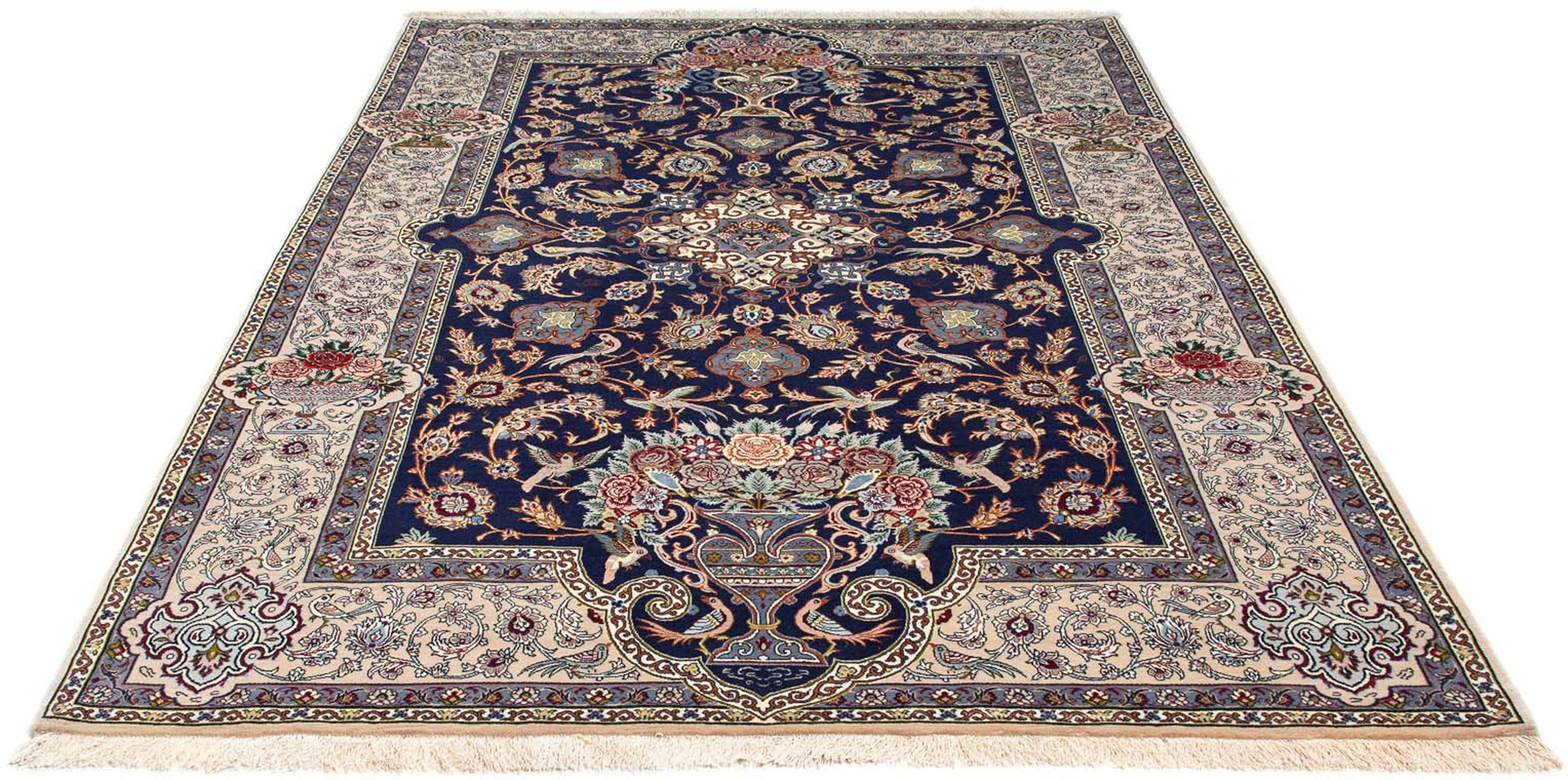 Image of morgenland Orientteppich »Perser - Isfahan - Premium - 235 x 160 cm - dunkelblau«, rechteckig, 6 mm Höhe, Wohnzimmer, Handgeknüpft, Einzelstück mit Zertifikat bei Ackermann Versand Schweiz