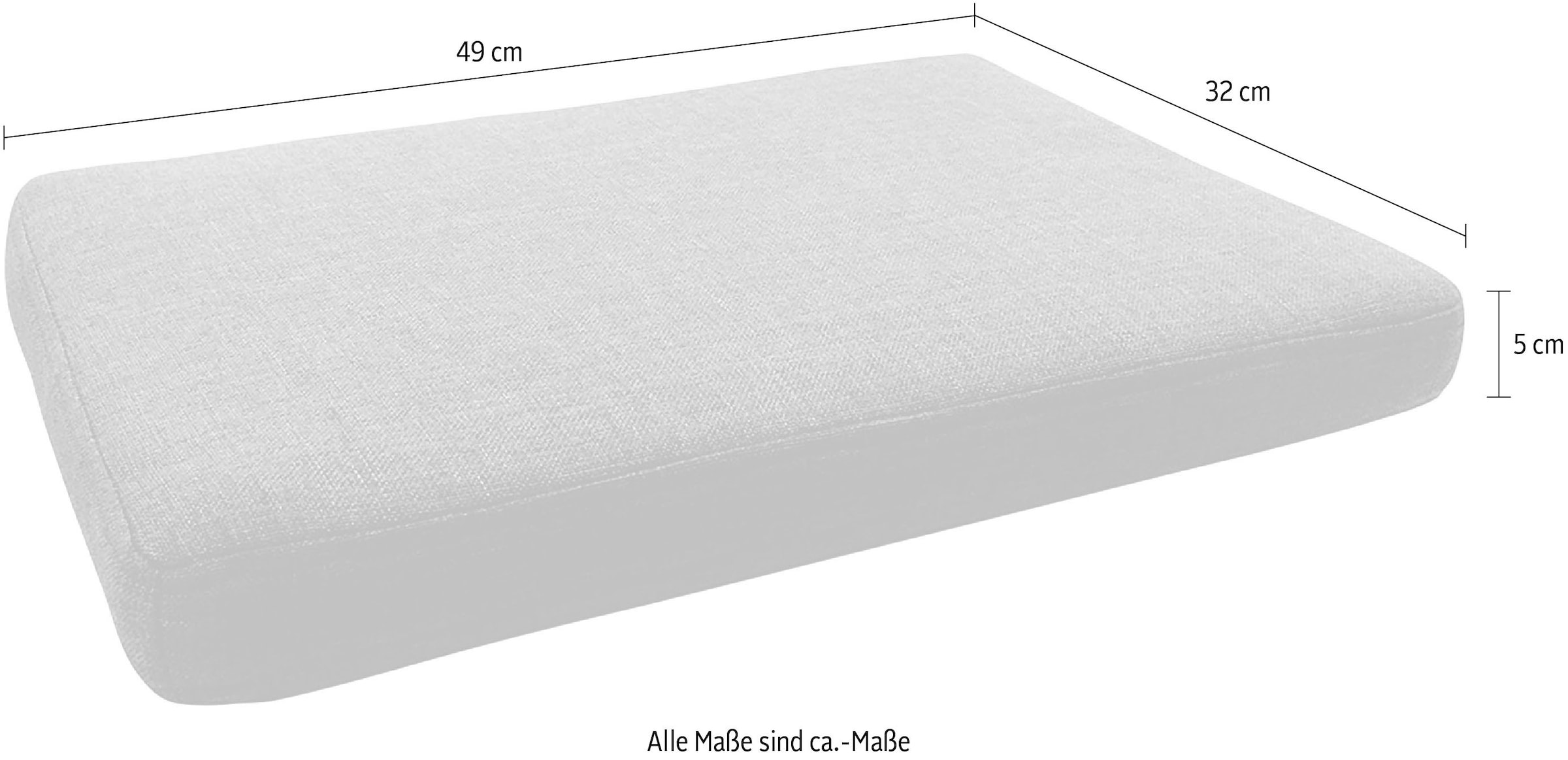Home affaire Bankauflage »Avena« graues Sitzkissen, 49 x 32 cm, eckig ,Bezug: 100 % Polypropylen