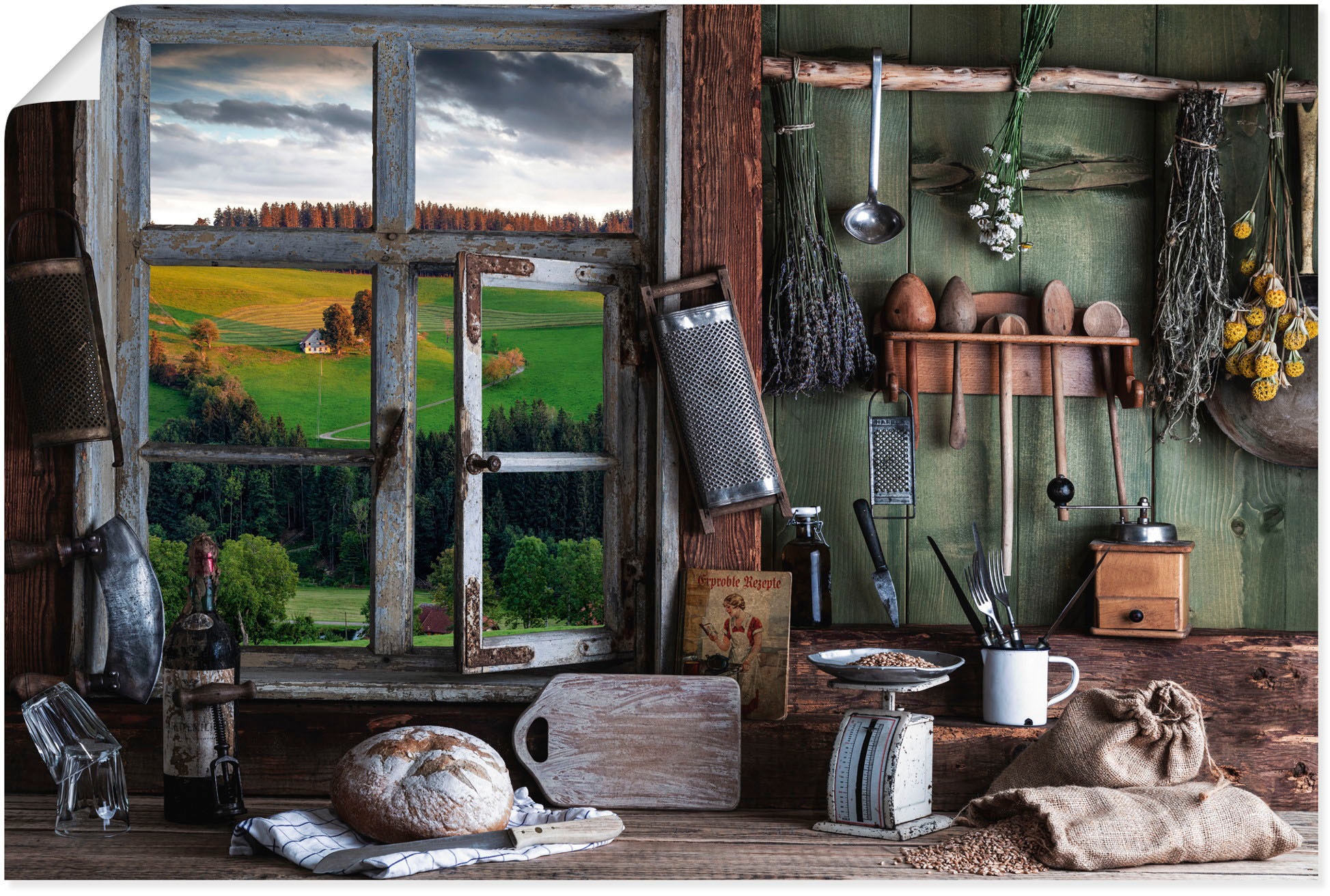 Image of Artland Poster "rustikale Bauernküche" Arrangements 1 Stk. tlg. ohne Rahmen