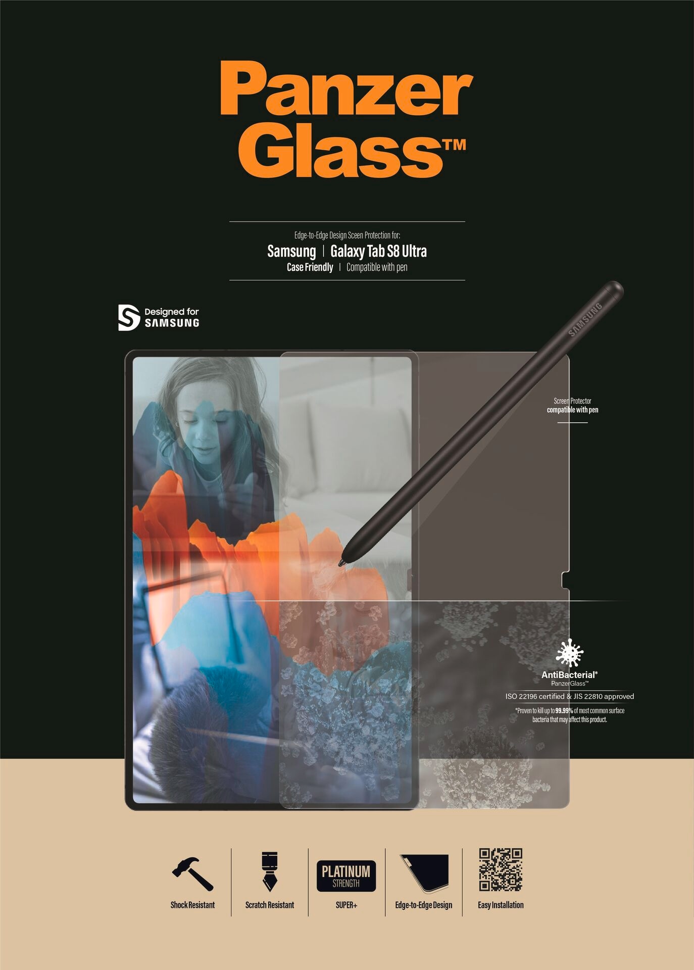 PanzerGlass Film de protection d'écran »Screen Protector Glass Samsung Galaxy Tab S8 Ultra«