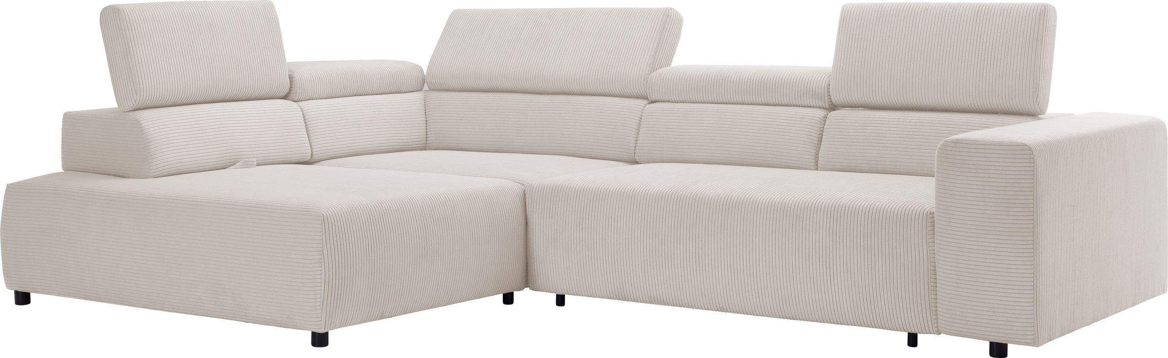 exxpo - sofa fashion Ecksofa »VITTORIO mit Komfortfunktionen, bequem und modern, Cord, L-Form«, inkl. Kopfteil- und Sitztiefenverstellung, wahlweise mit Bettfunktion